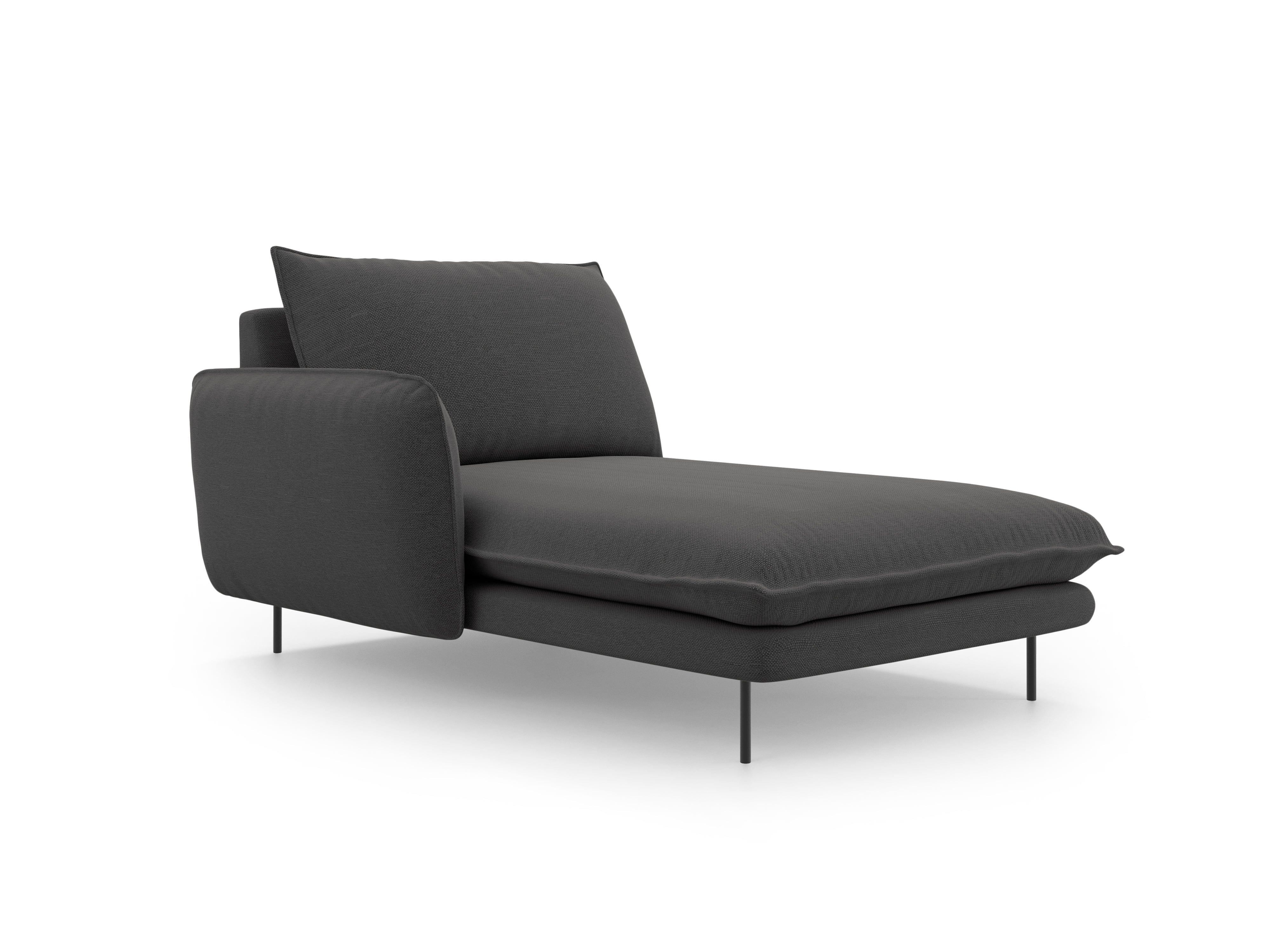 Lefthand chaise longue VIENNA dark grey with black base - Eye on Design