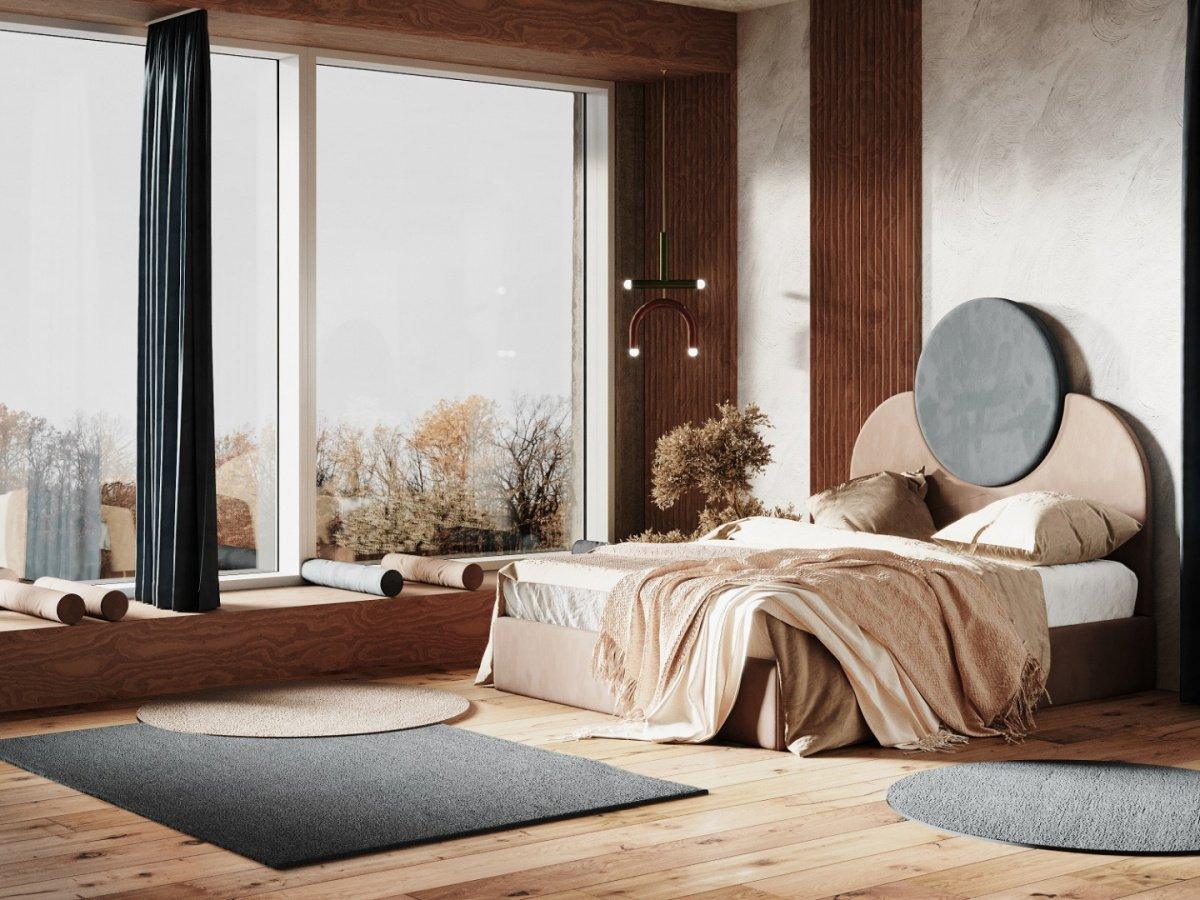 Łóżko tapicerowane SUNSET beżowy z szarym [brak w cenniku] Happy Barok    Eye on Design