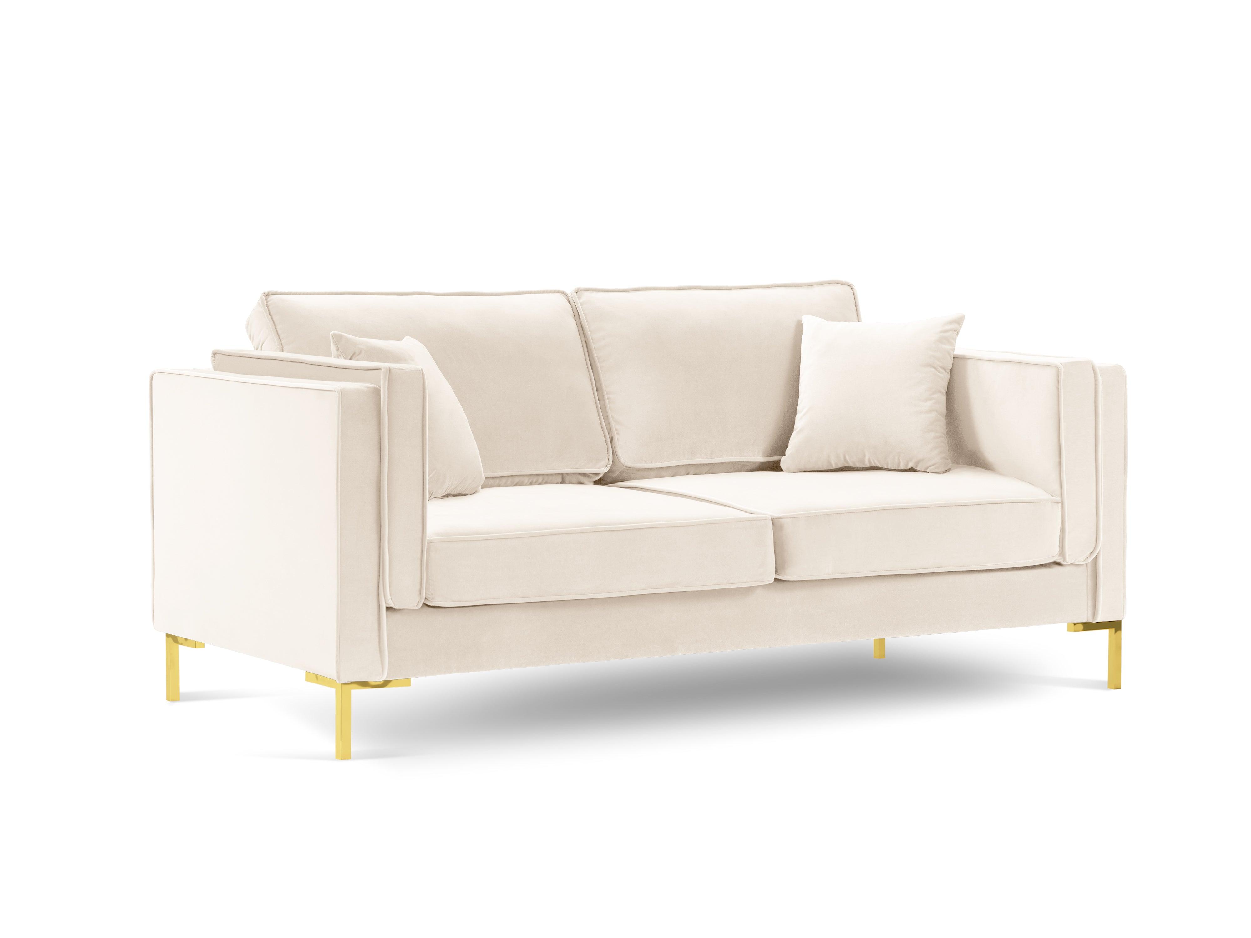 LUIS beige velvet 2-seater sofa with gold base - Eye on Design