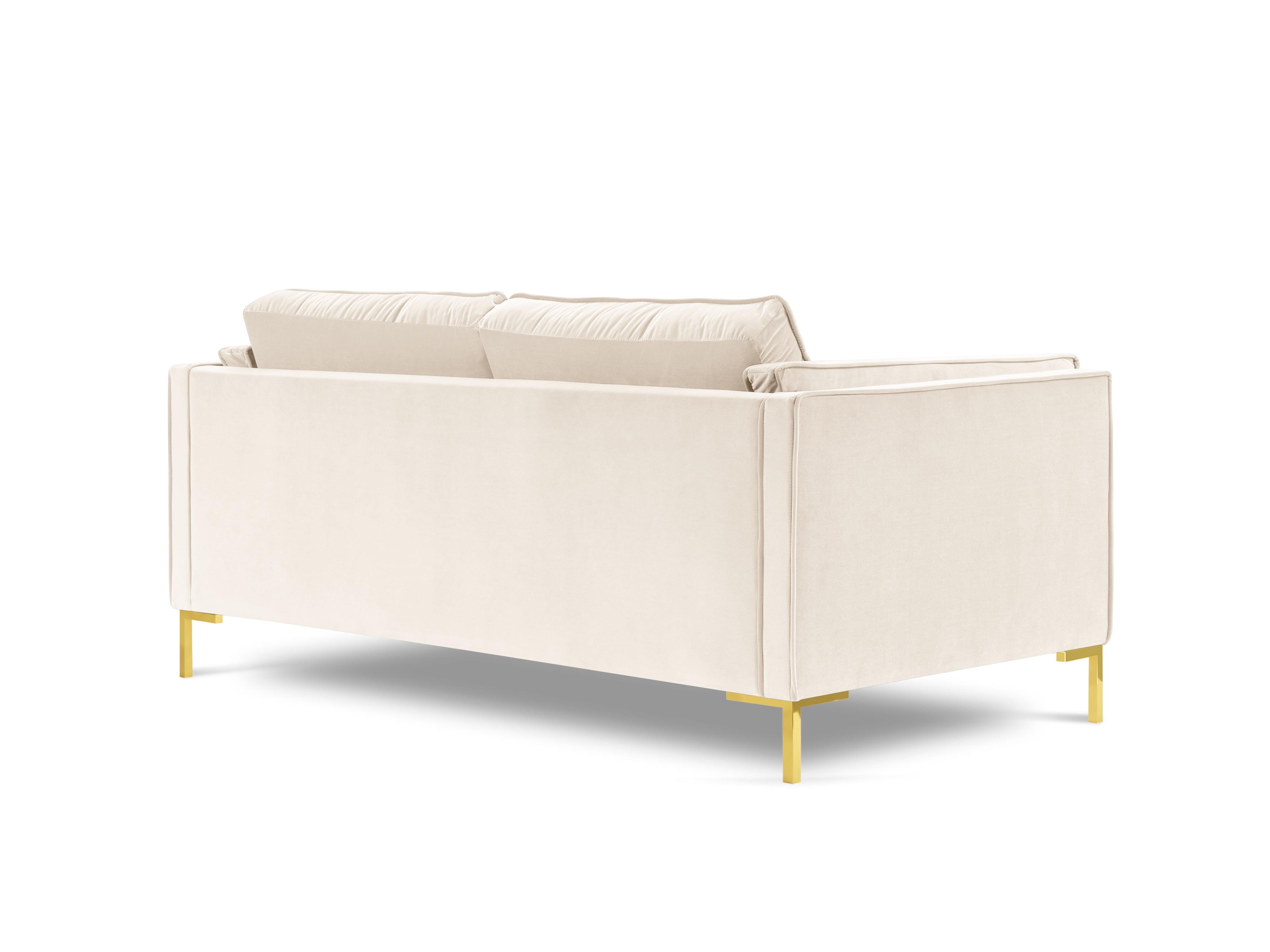 LUIS beige velvet 2-seater sofa with gold base - Eye on Design