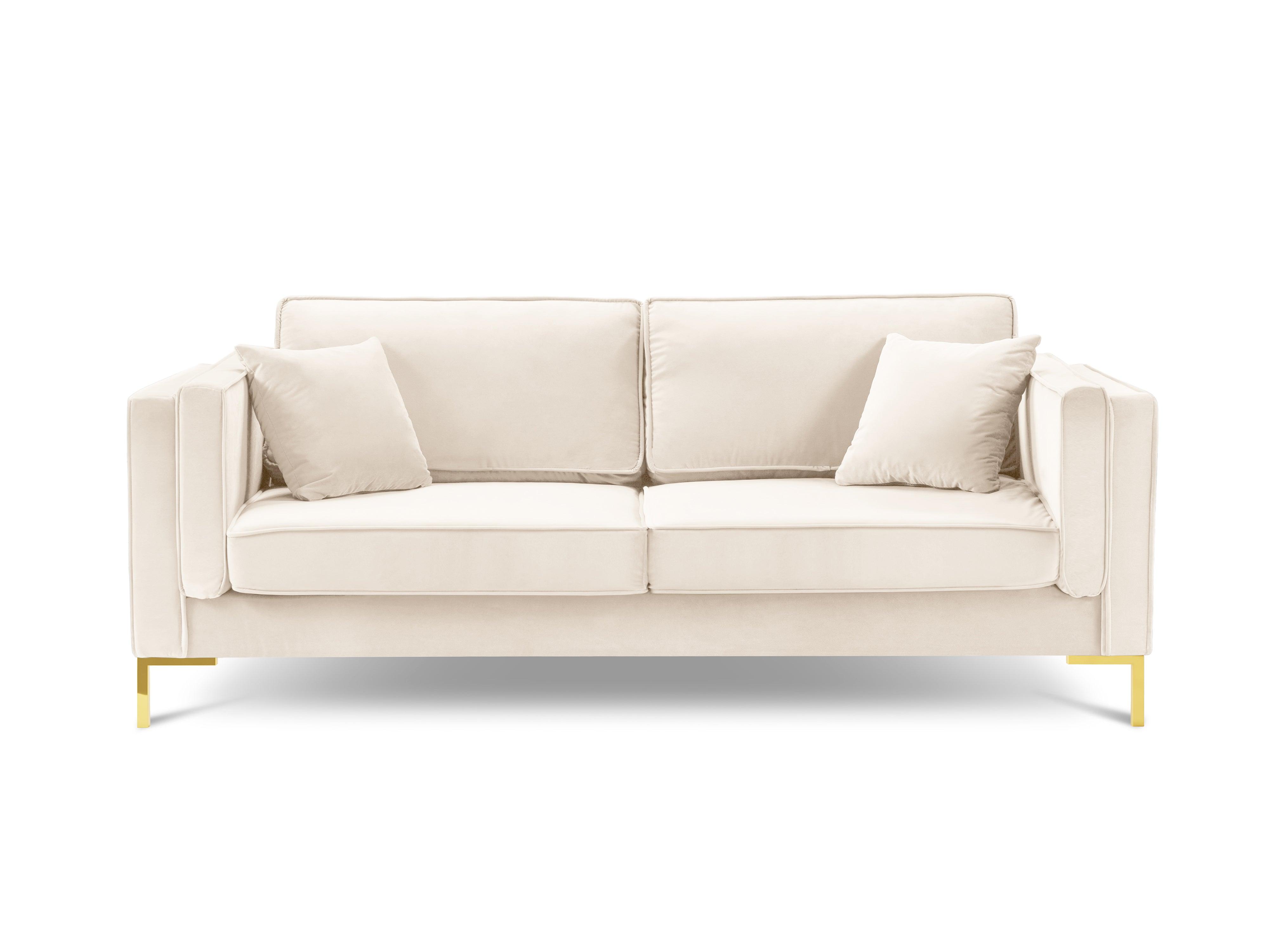 LUIS beige velvet 3-seater sofa with gold base - Eye on Design