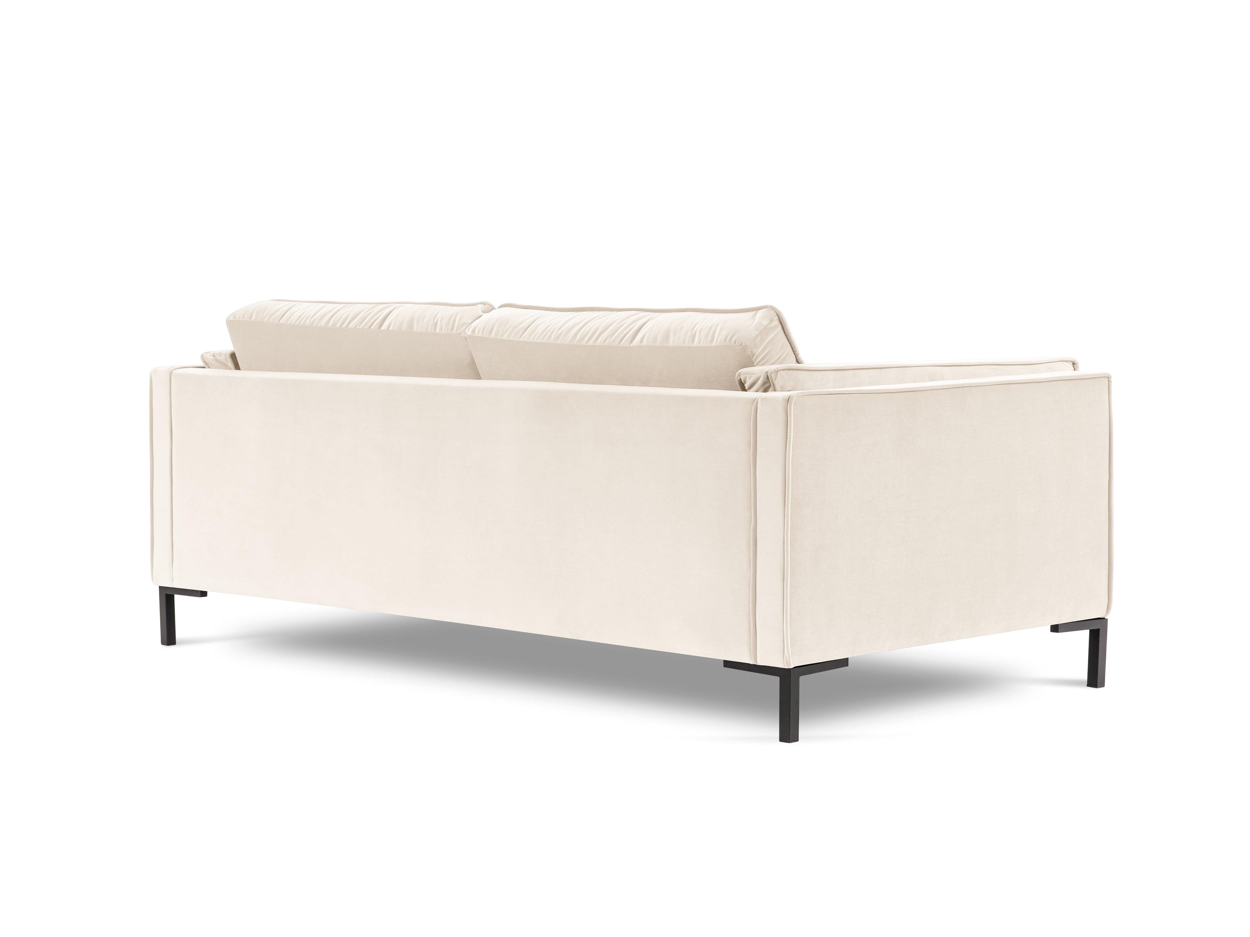 LUIS beige velvet 4-seater sofa with black base - Eye on Design