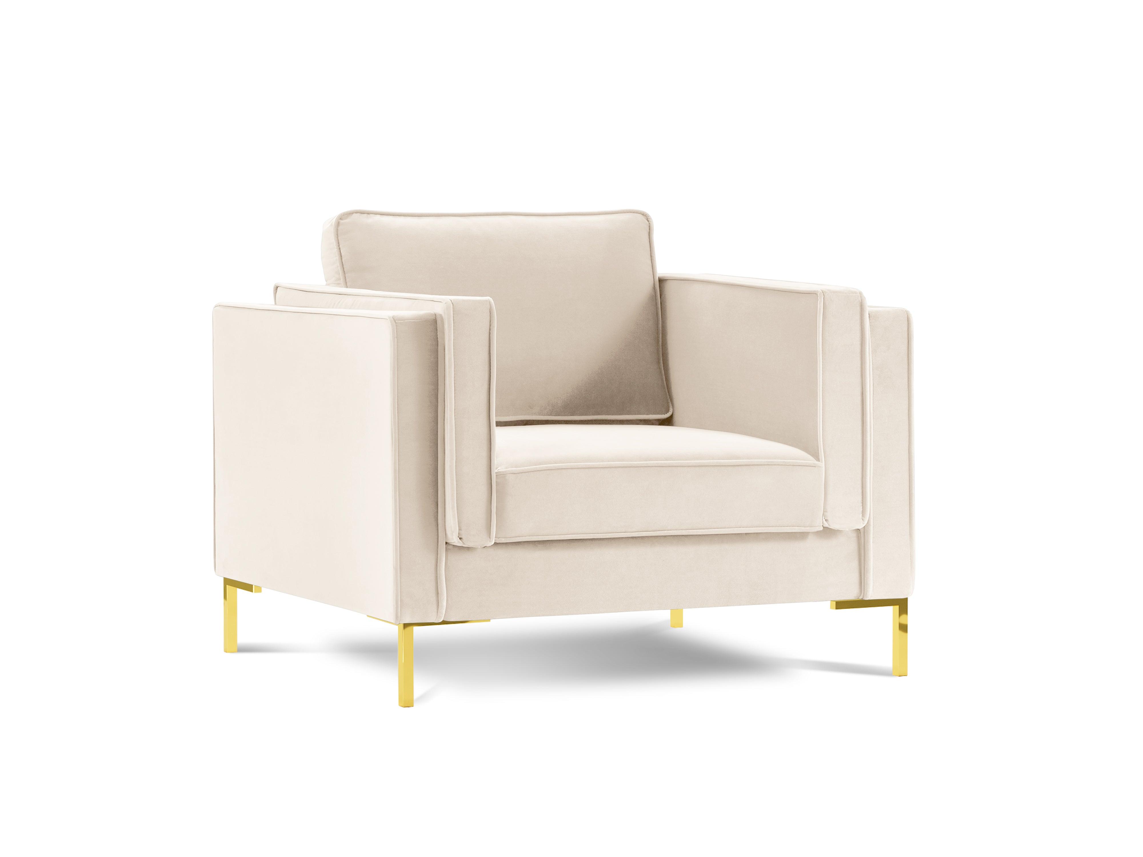 LUIS beige velvet armchair with gold base - Eye on Design