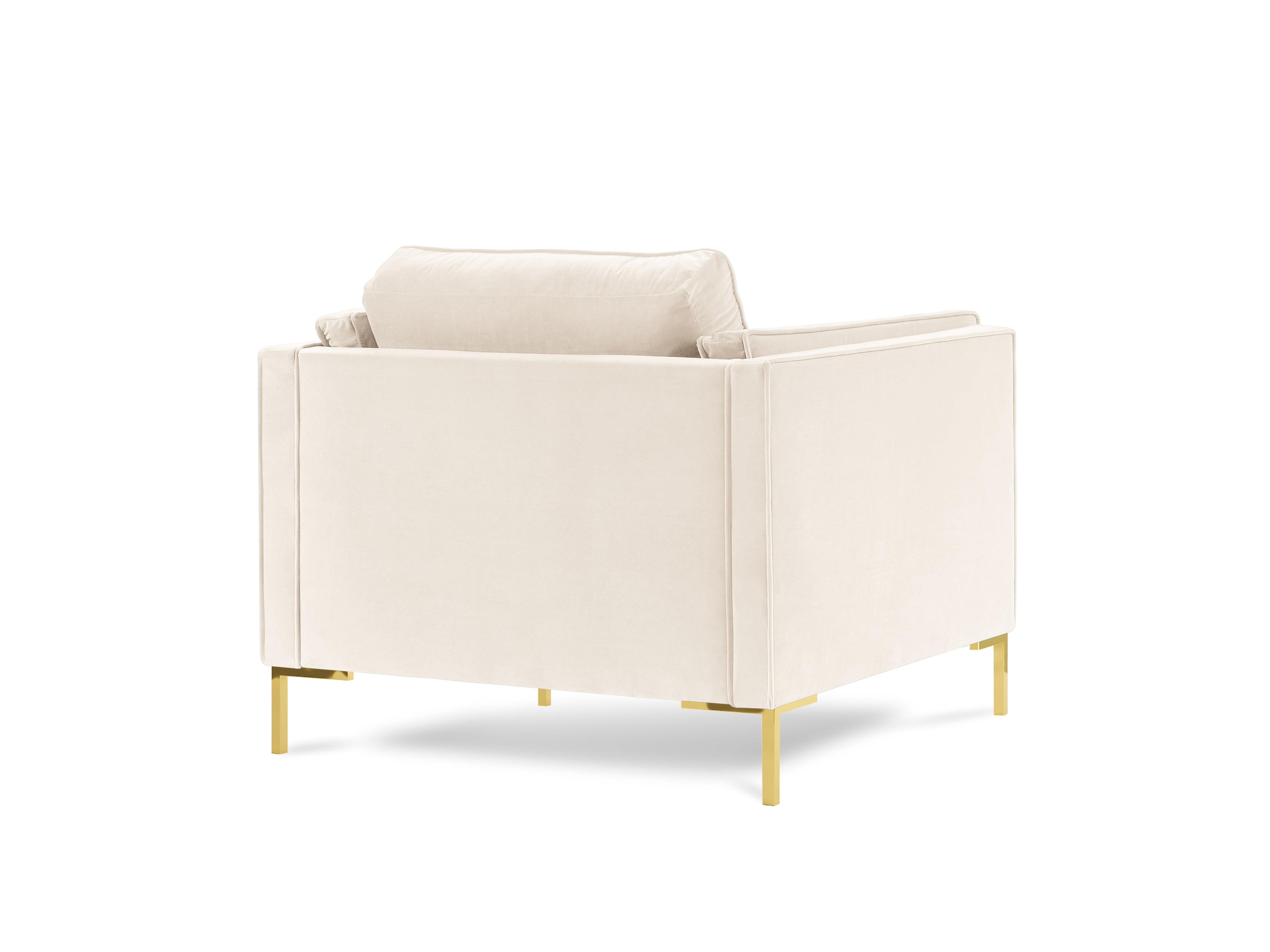 LUIS beige velvet armchair with gold base - Eye on Design