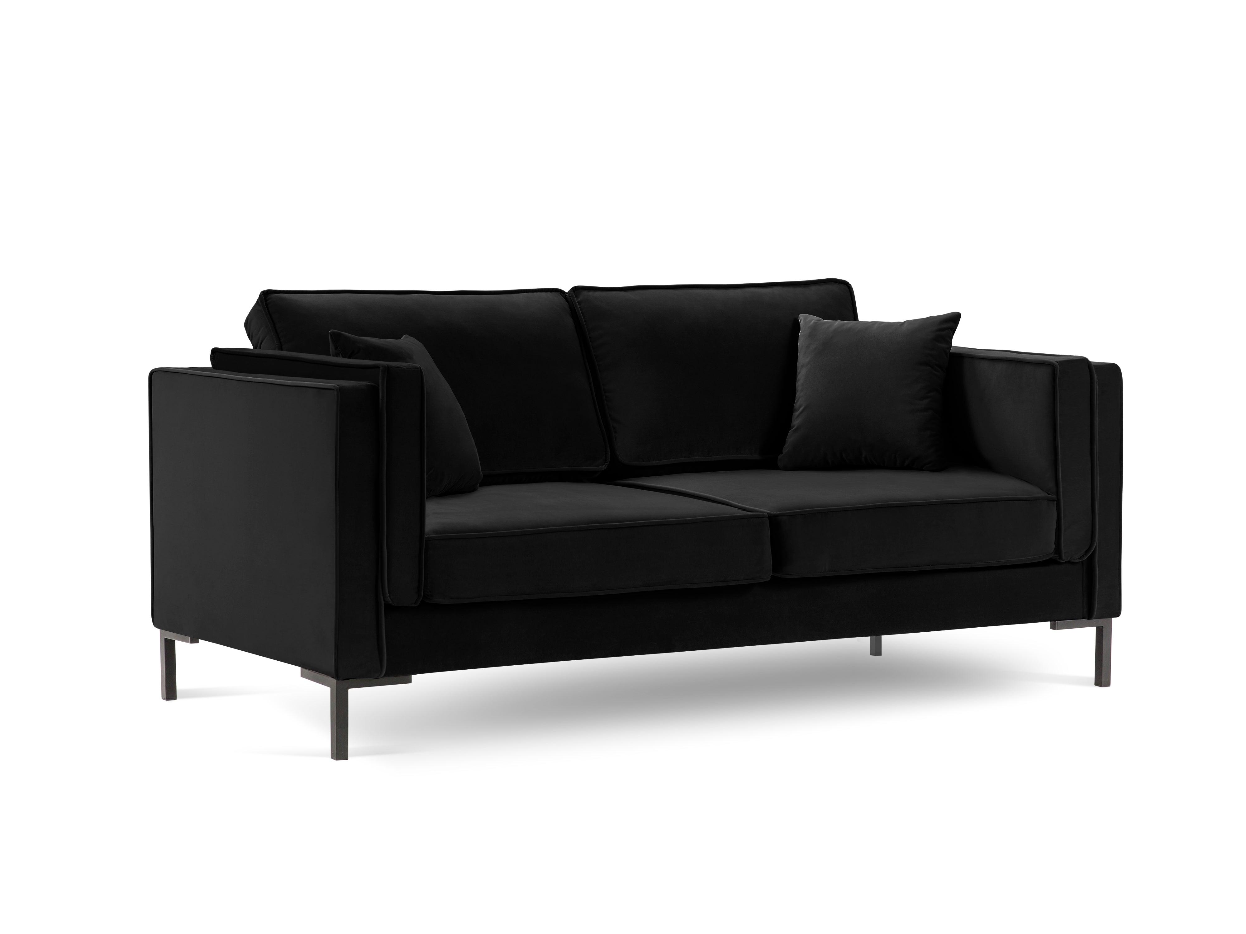 LUIS black velvet 2-seater sofa with black base - Eye on Design