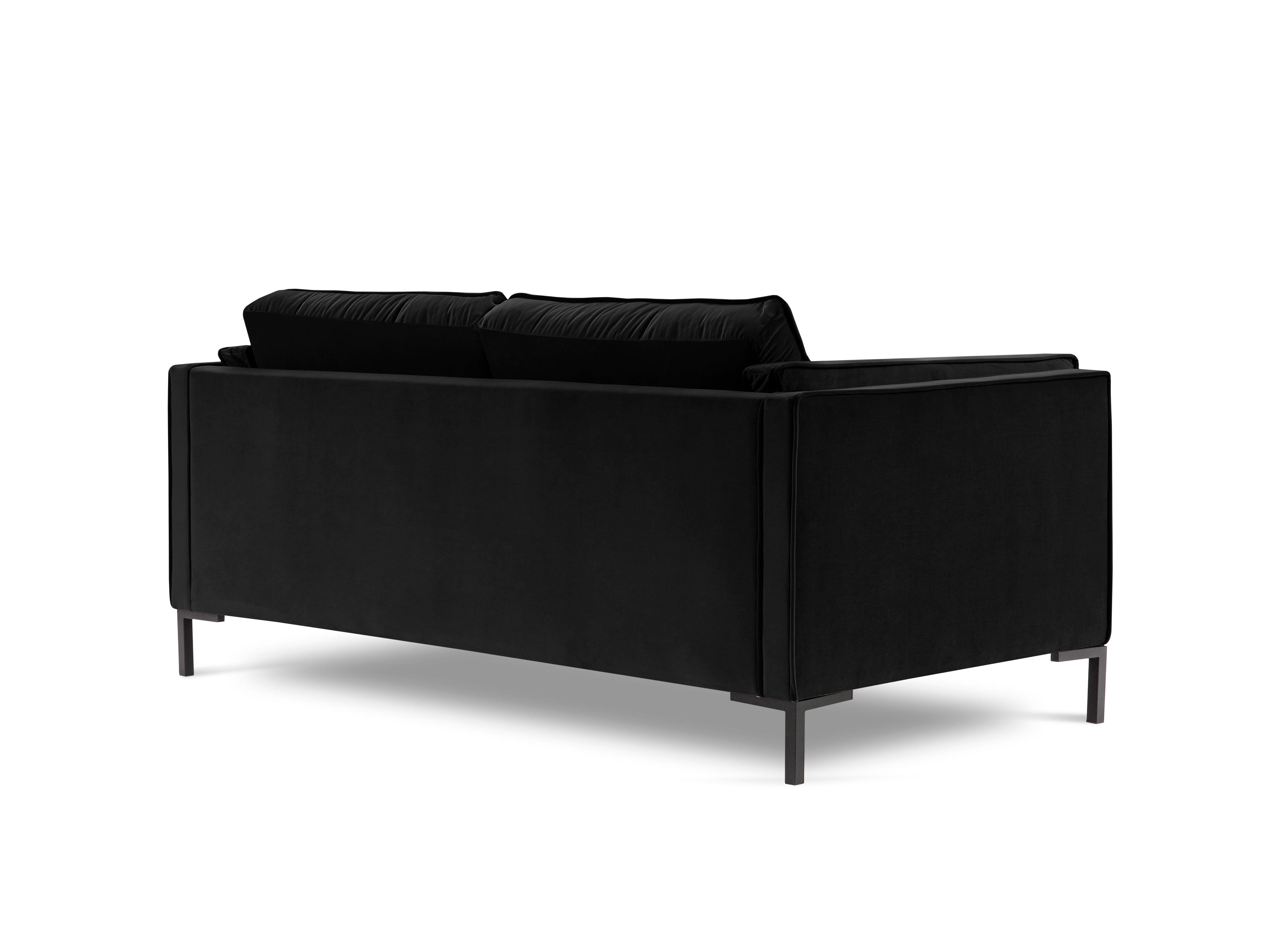 LUIS black velvet 2-seater sofa with black base - Eye on Design