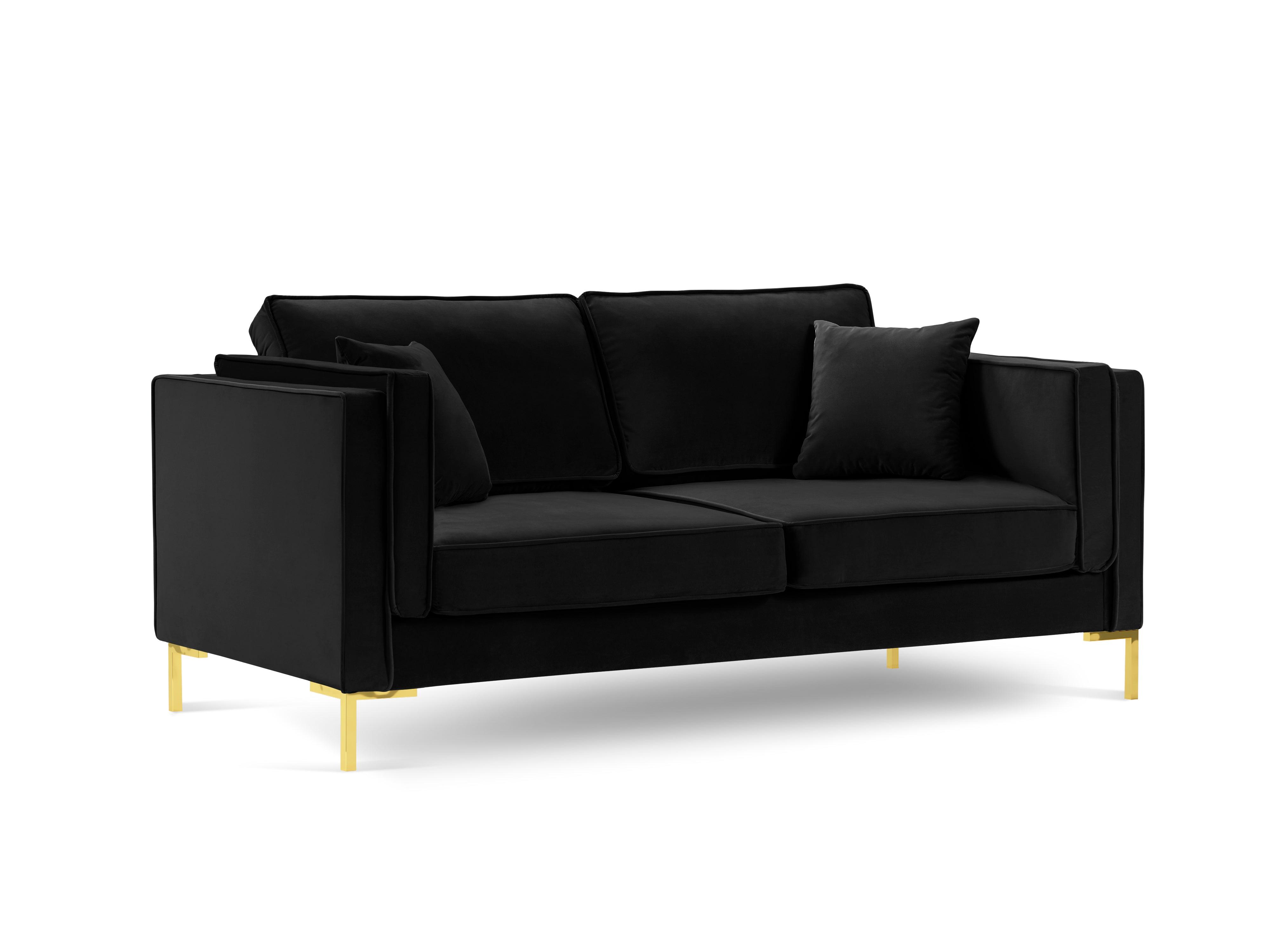 LUIS black velvet 2-seater sofa with gold base - Eye on Design