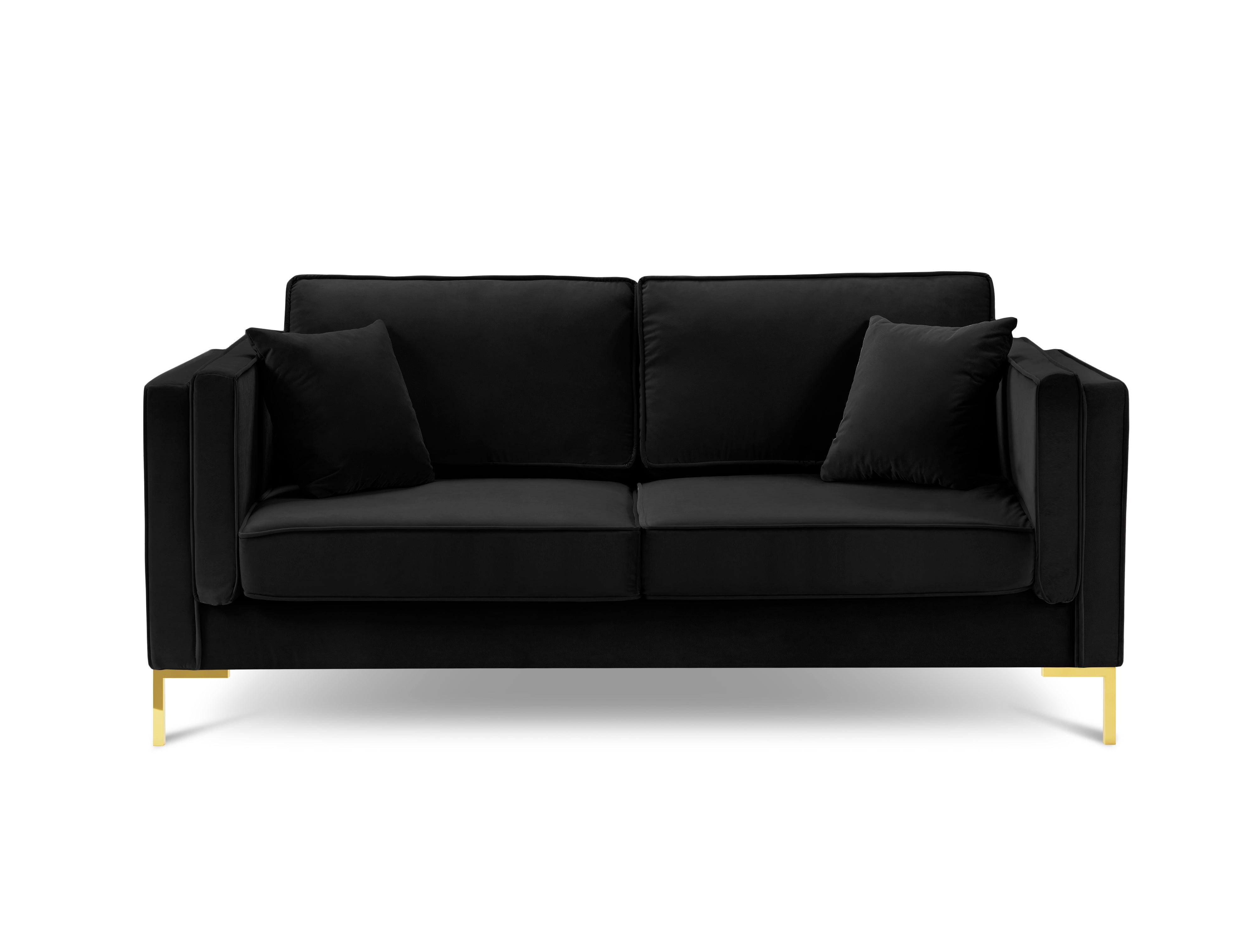 LUIS black velvet 2-seater sofa with gold base - Eye on Design