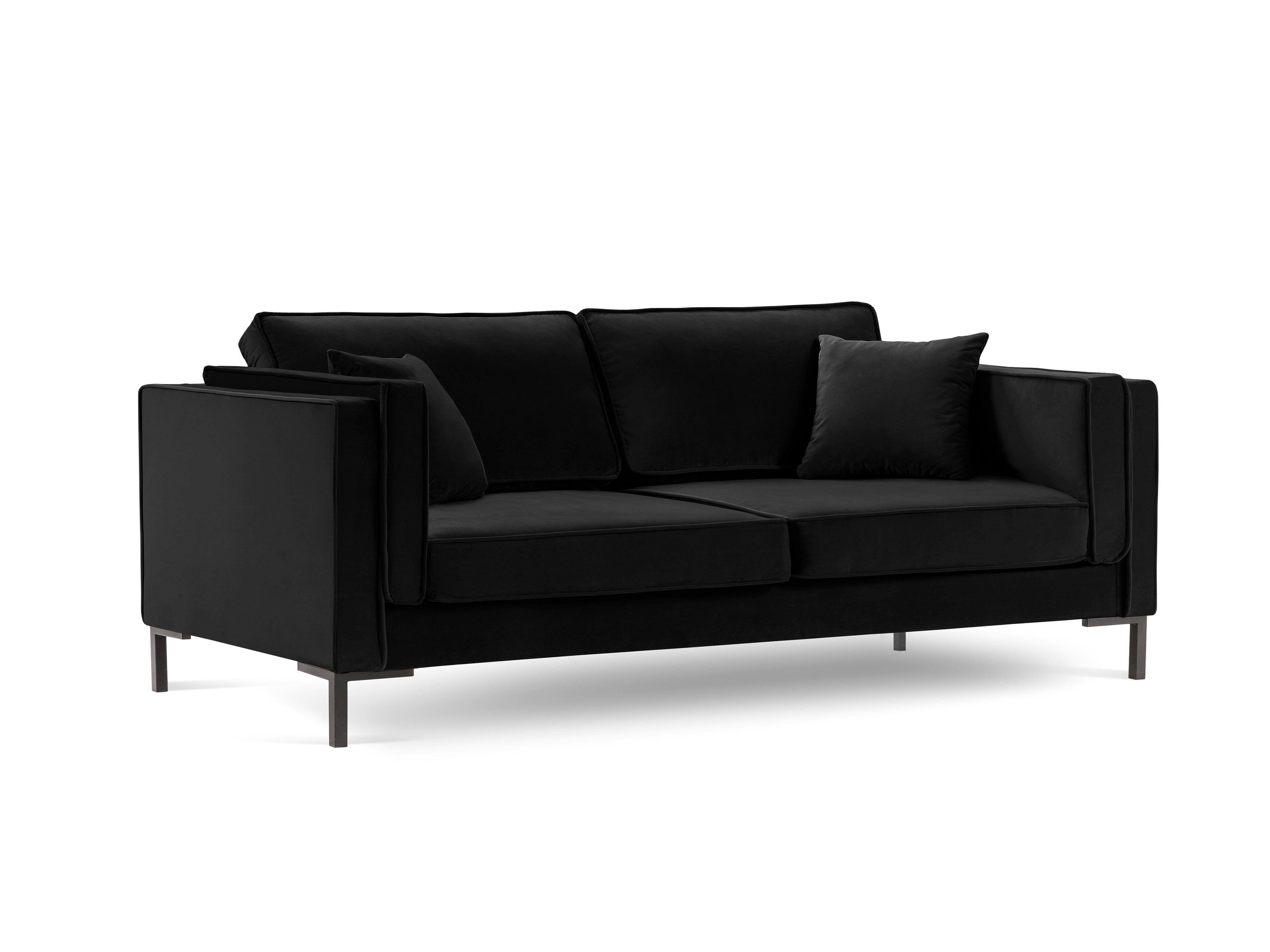 LUIS black velvet 3-seater sofa with black base - Eye on Design