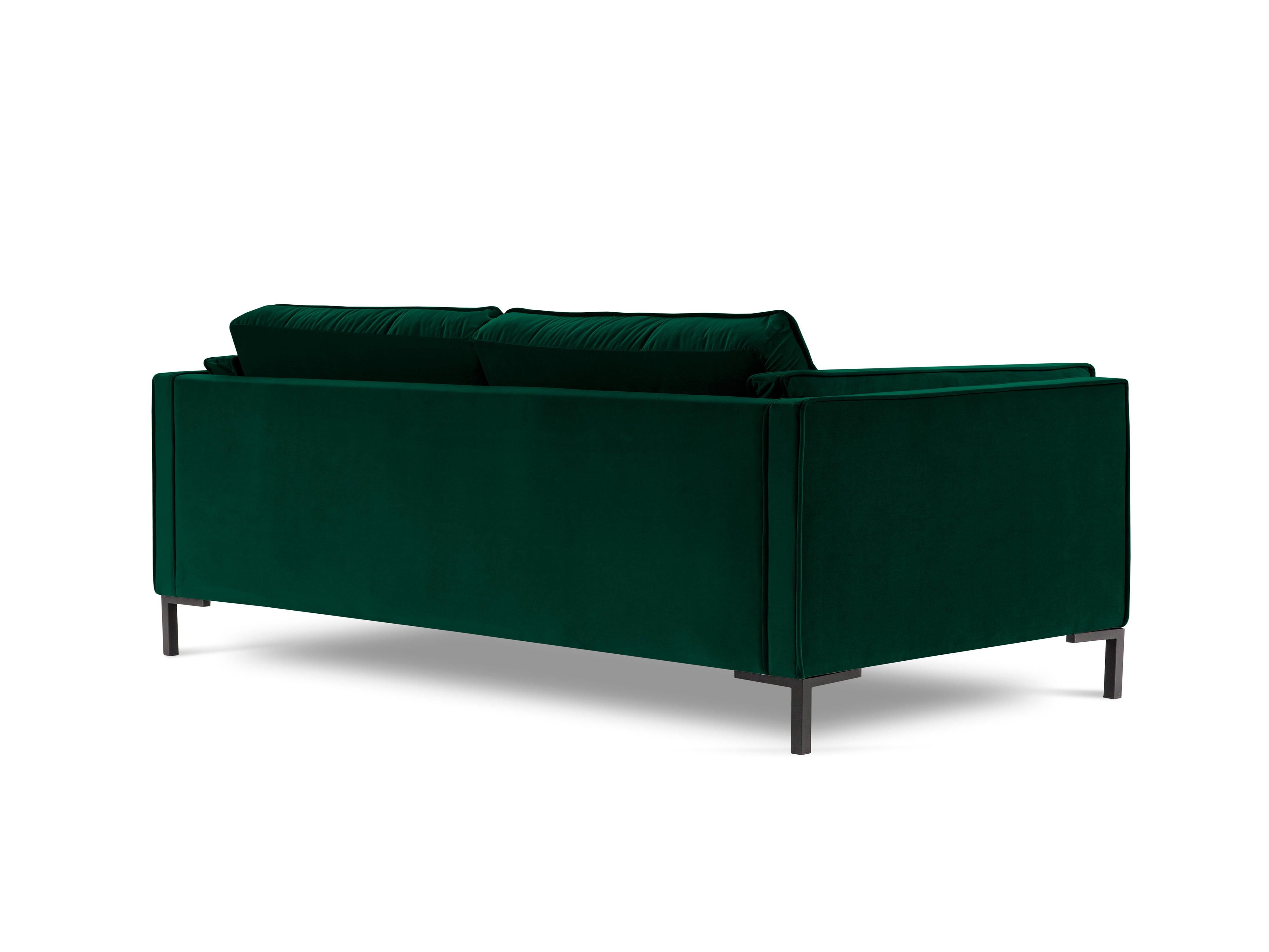 LUIS bottle green velvet 3-seater sofa with black base - Eye on Design