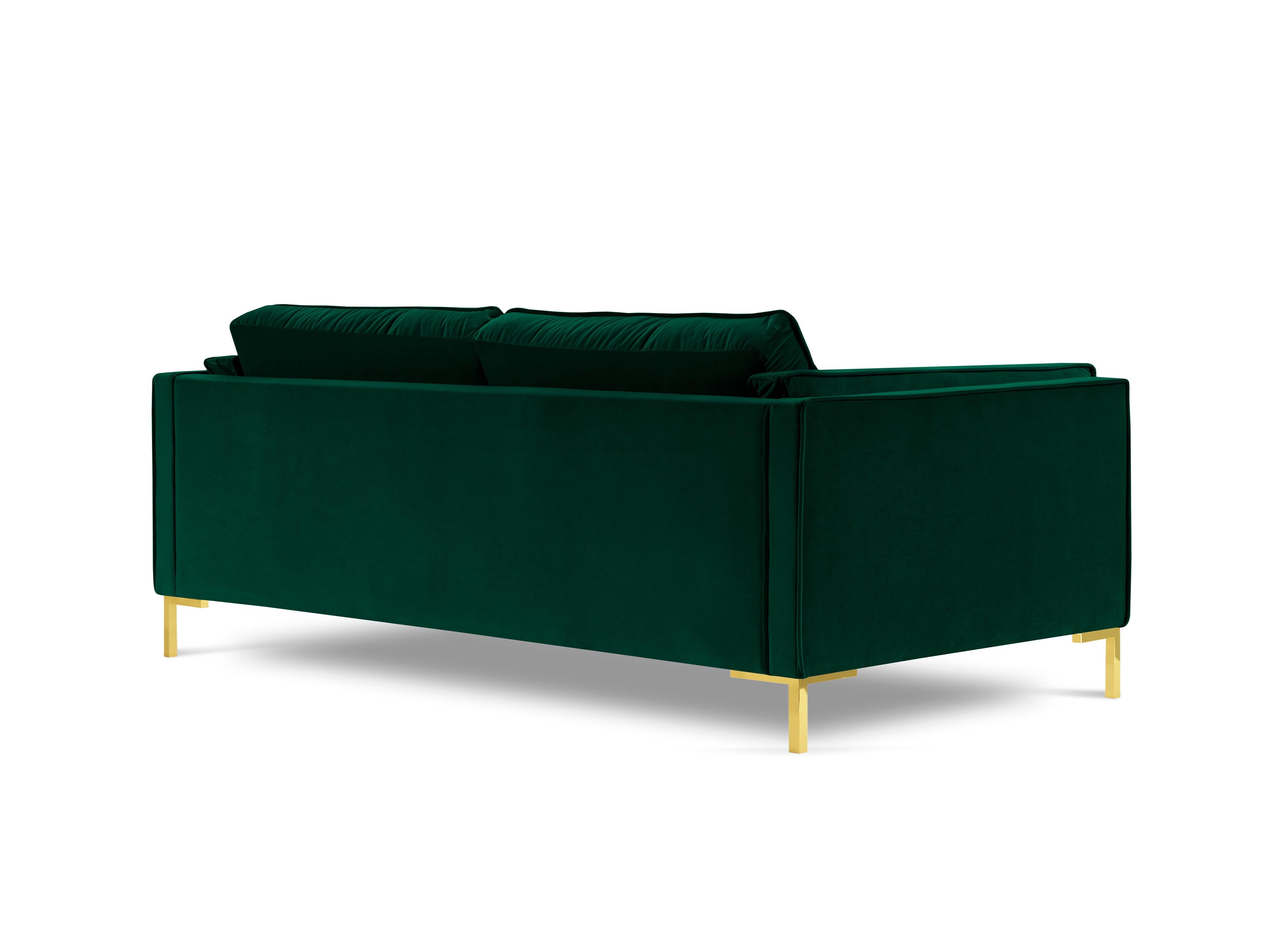 LUIS bottle green velvet 3-seater sofa with gold base - Eye on Design