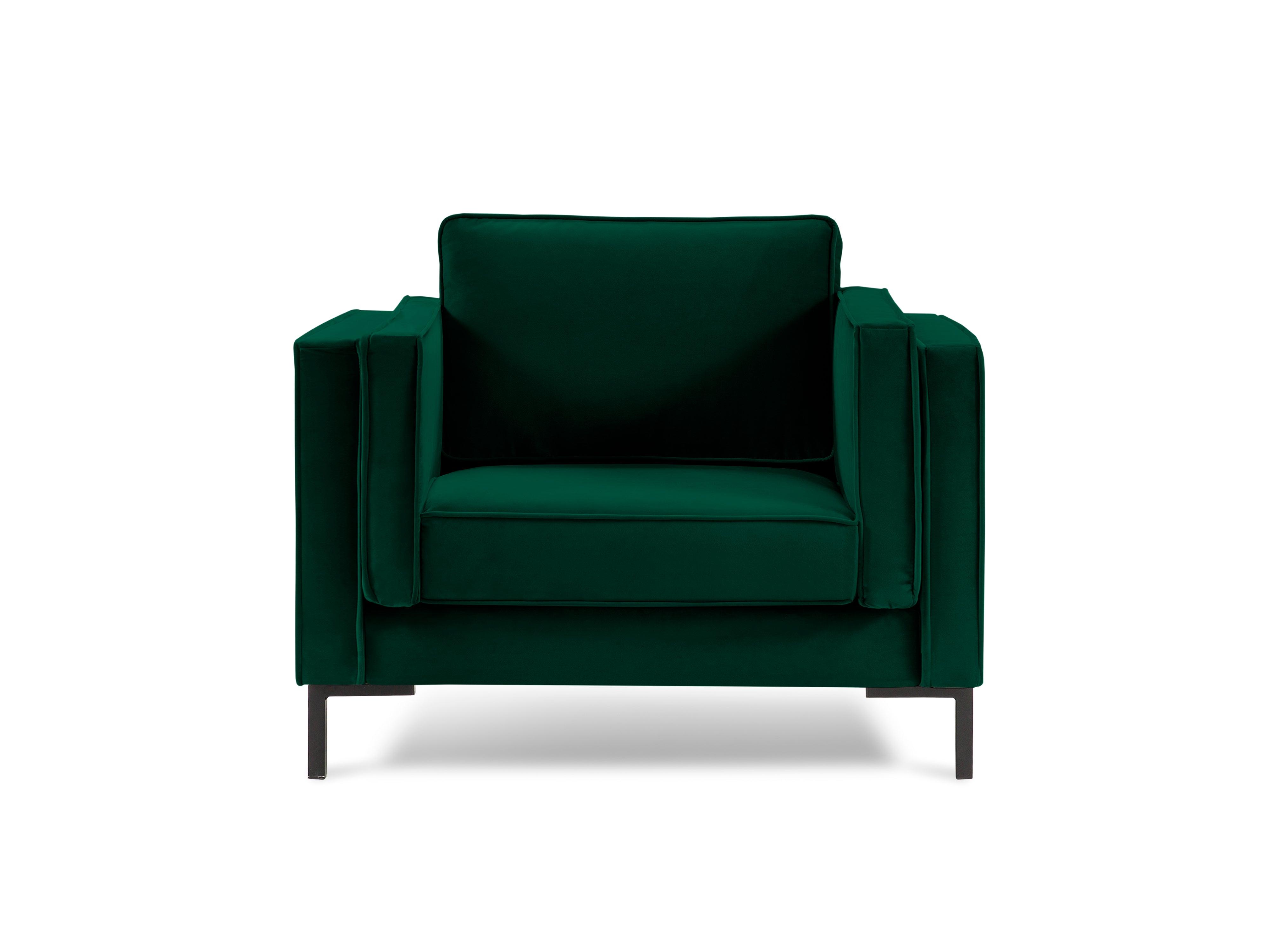 LUIS bottle green velvet armchair with black base - Eye on Design