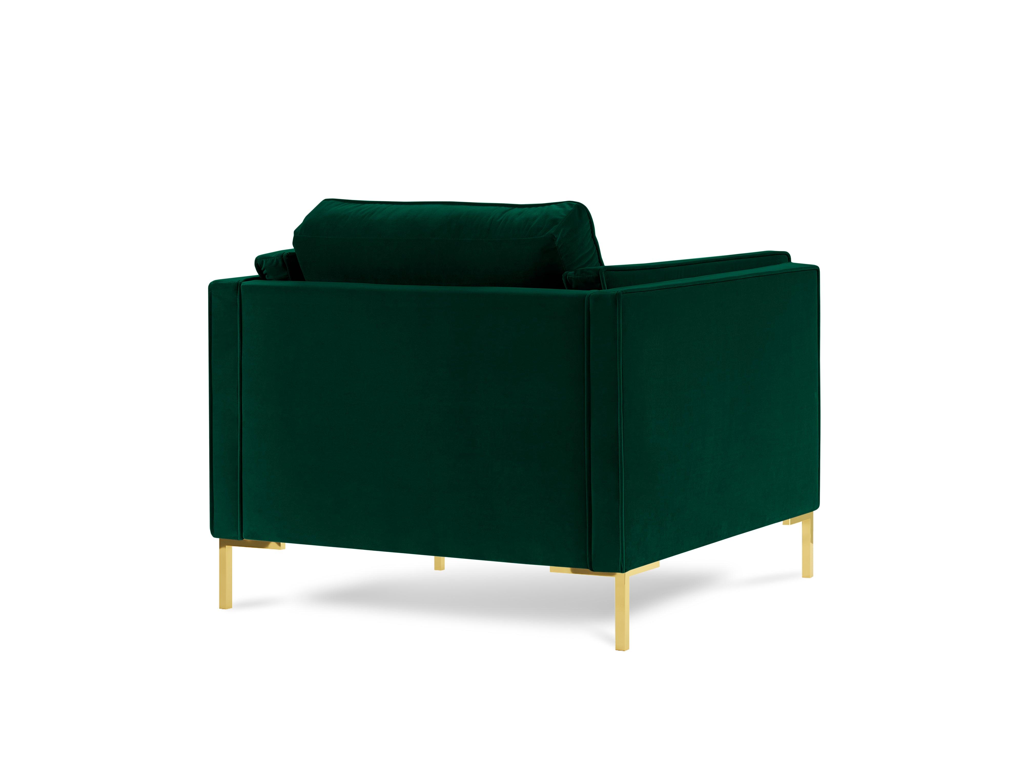 LUIS bottle green velvet armchair with gold base - Eye on Design