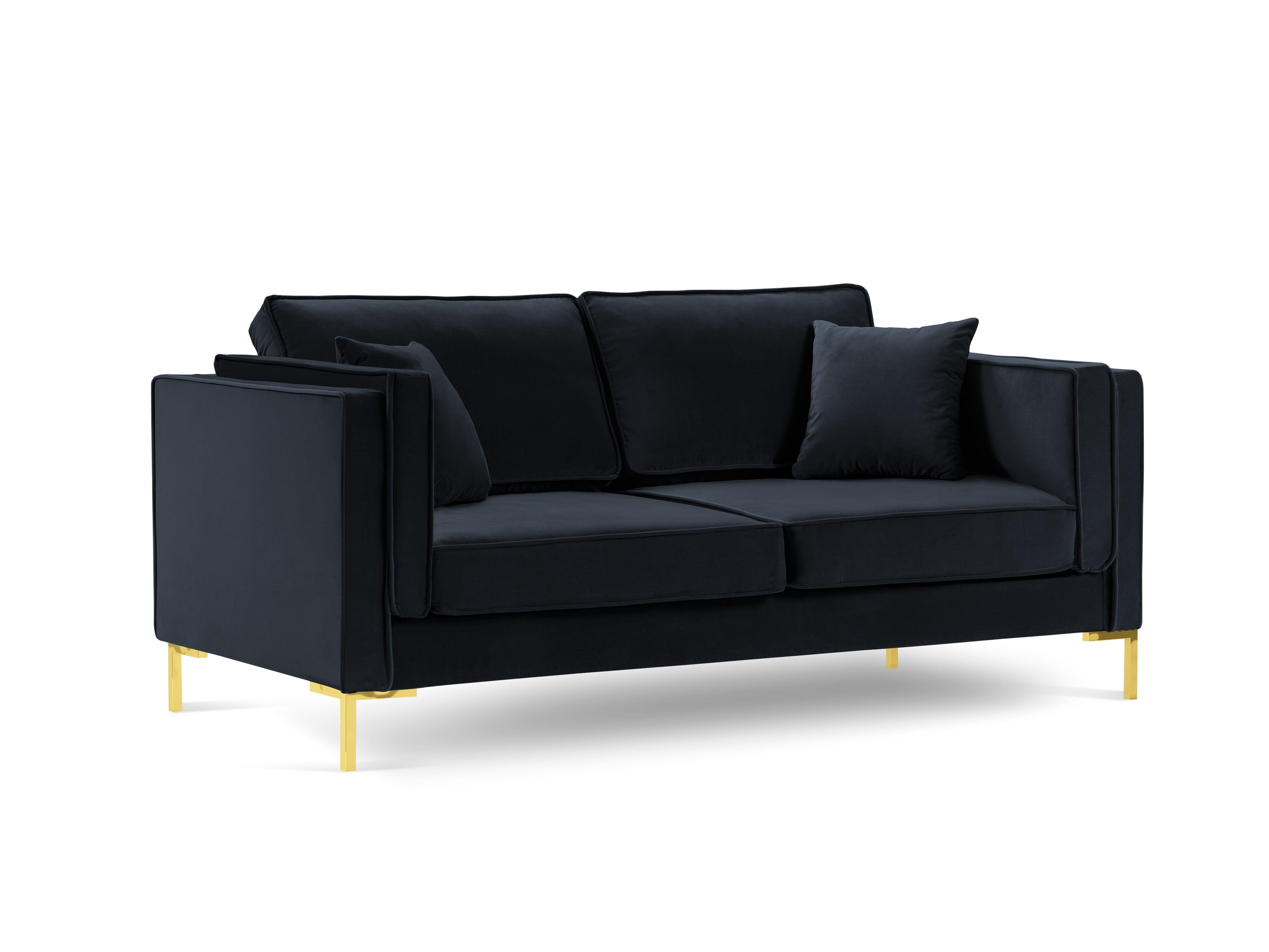 LUIS dark blue velvet 2-seater sofa with gold base - Eye on Design