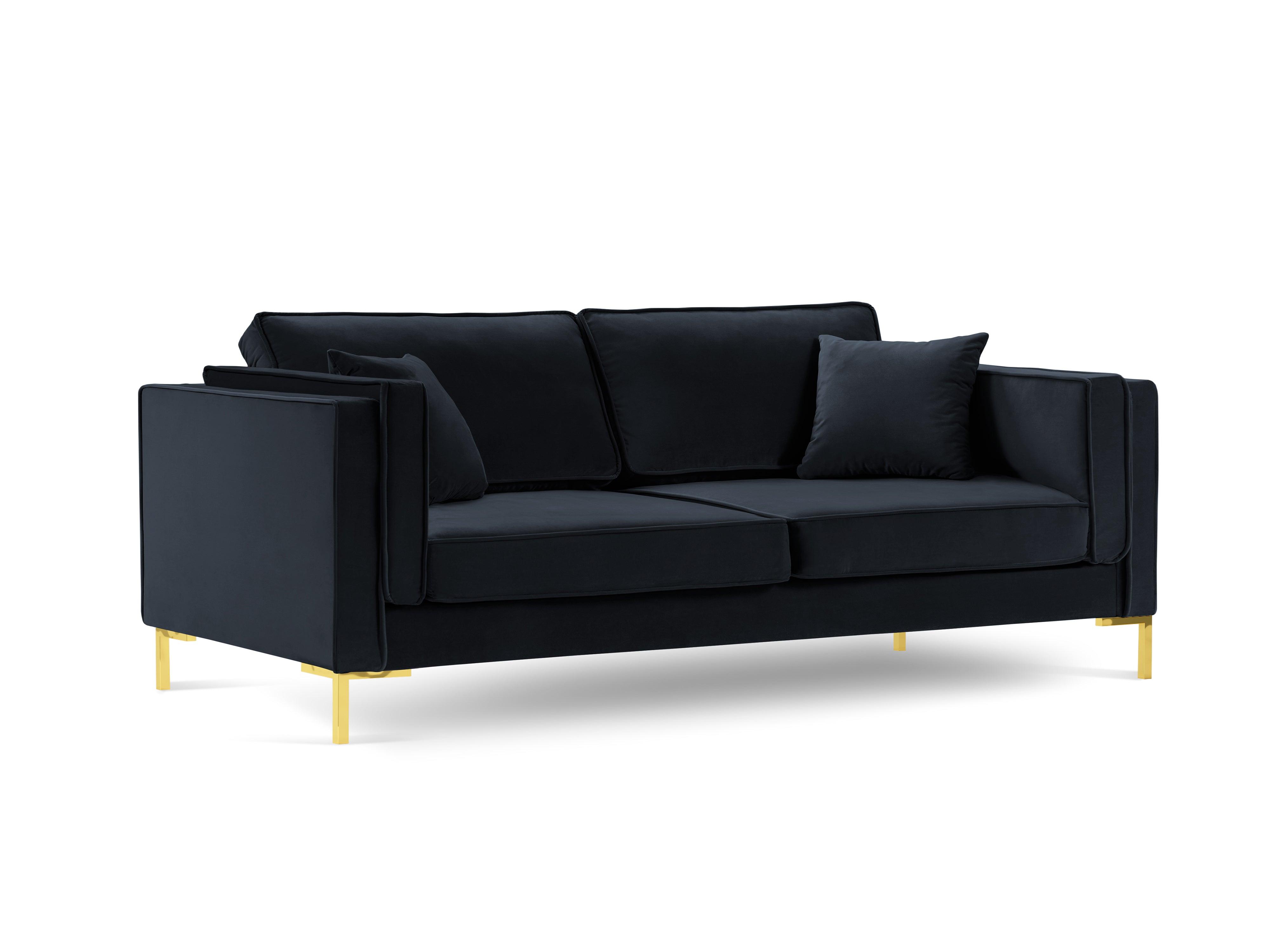 LUIS dark blue velvet 3-seater sofa with gold base - Eye on Design