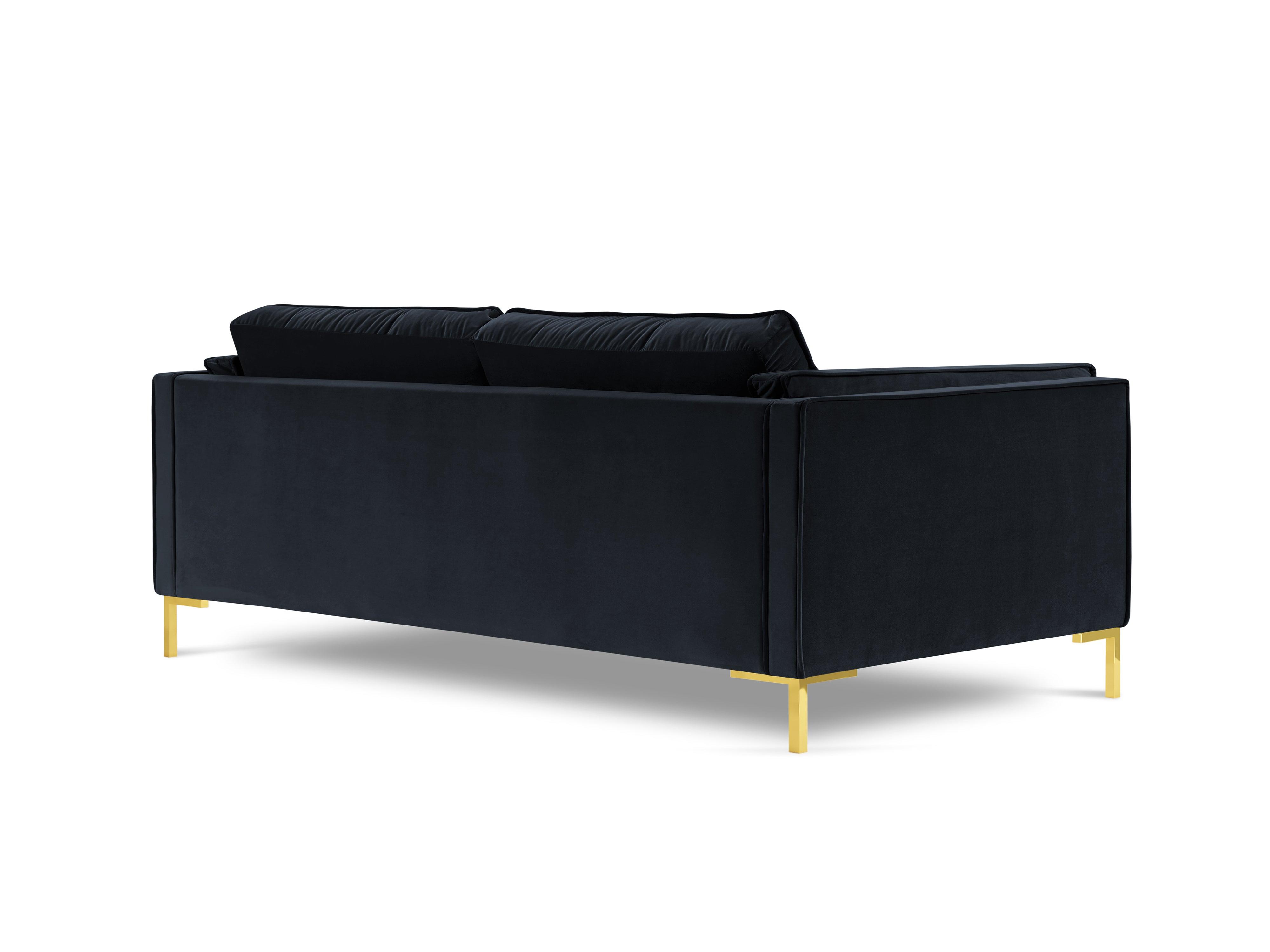 LUIS dark blue velvet 3-seater sofa with gold base - Eye on Design