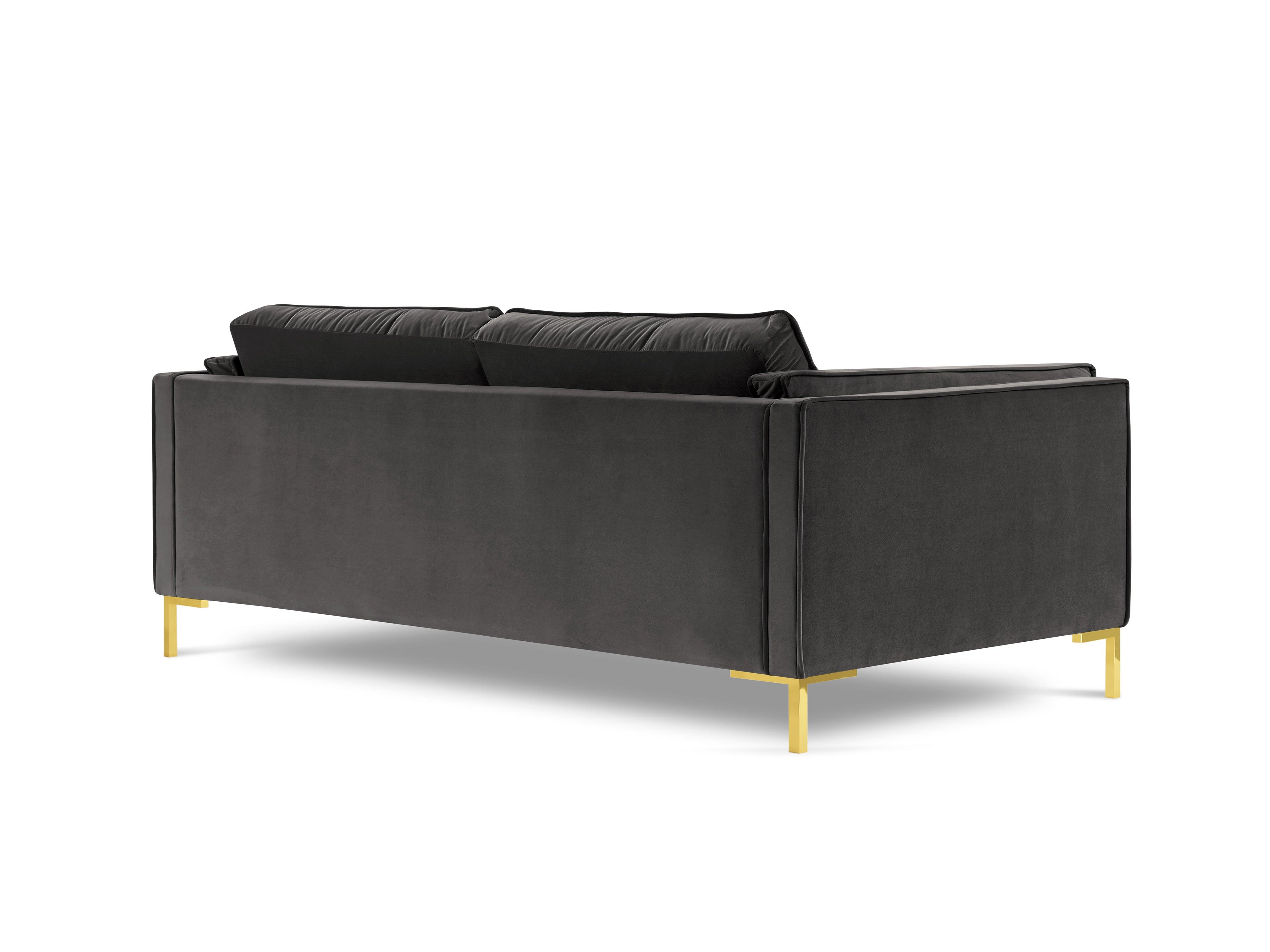 LUIS dark grey velvet 3-seater sofa with gold base - Eye on Design