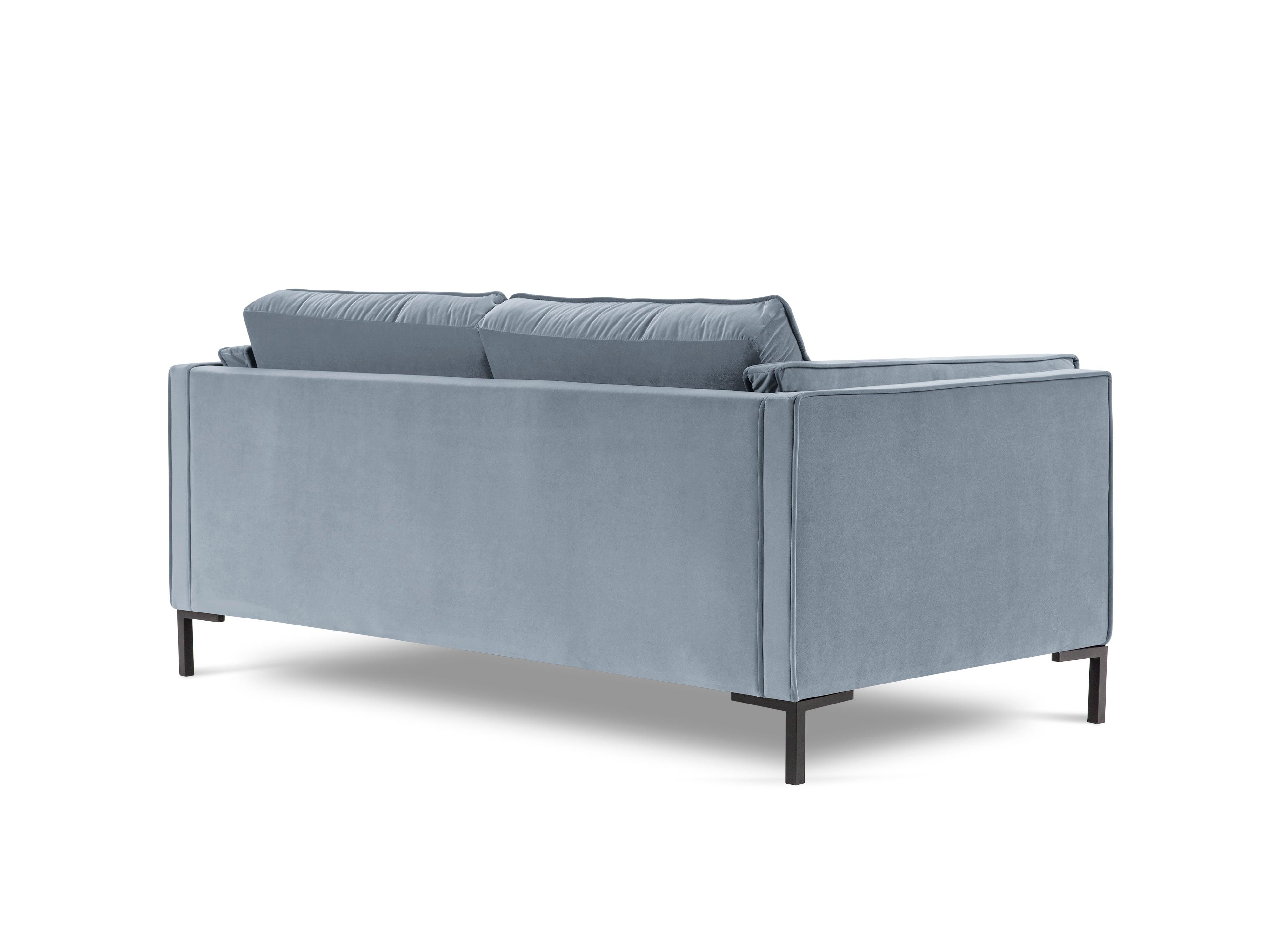 LUIS light blue velvet 2-seater sofa with black base - Eye on Design