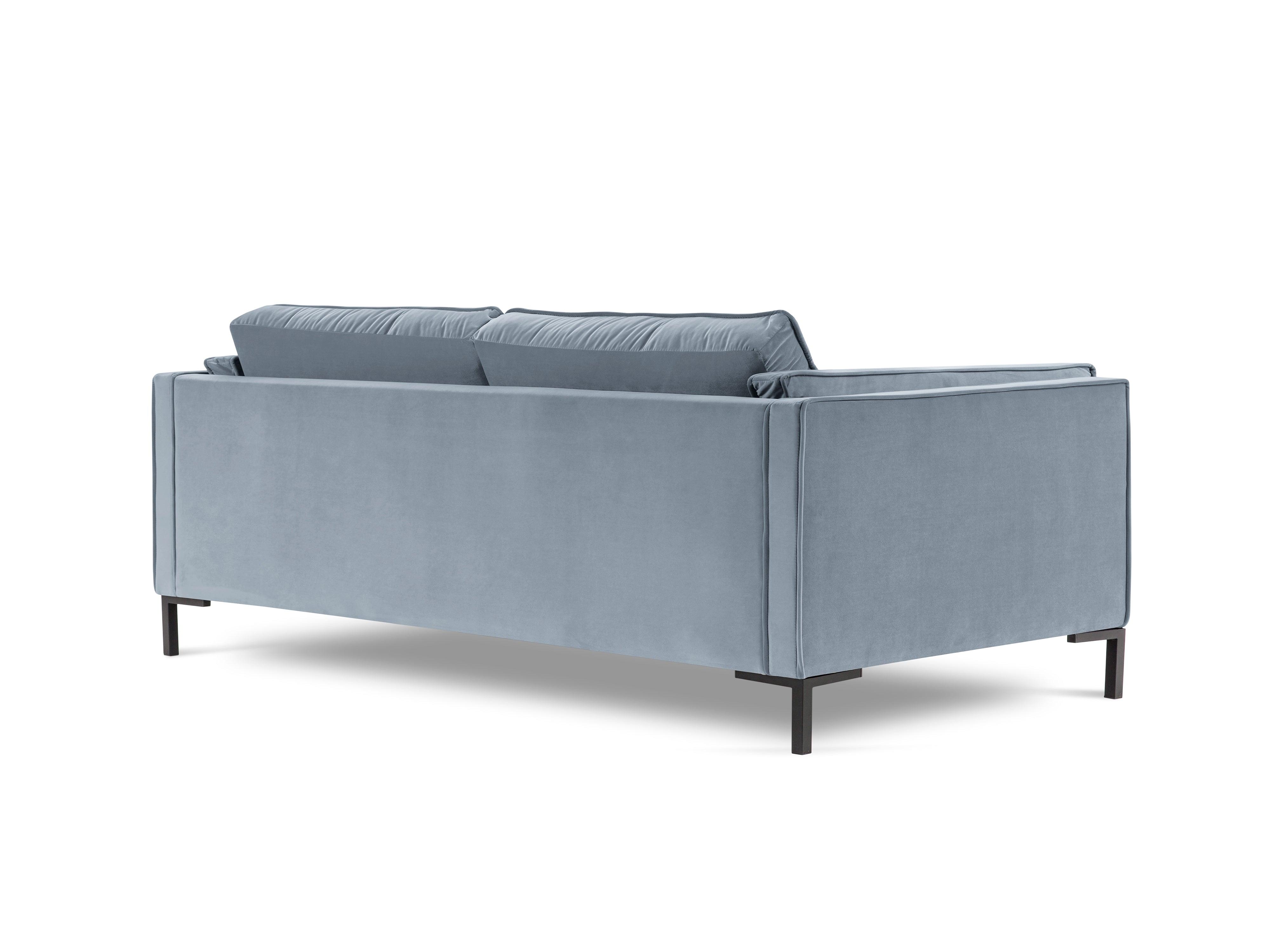 LUIS light blue velvet 3-seater sofa with black base - Eye on Design