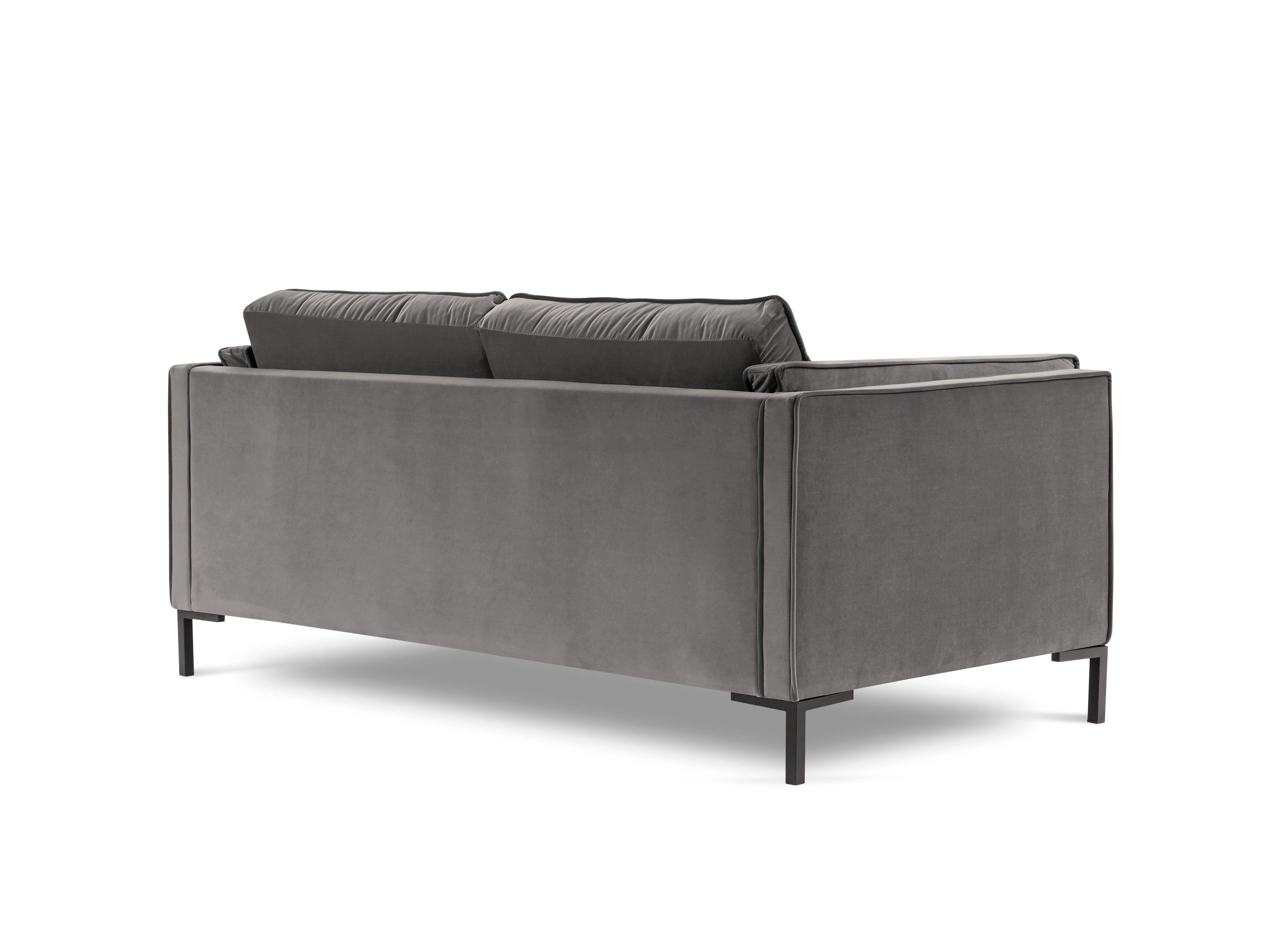 LUIS light grey velvet 2-seater sofa with black base - Eye on Design