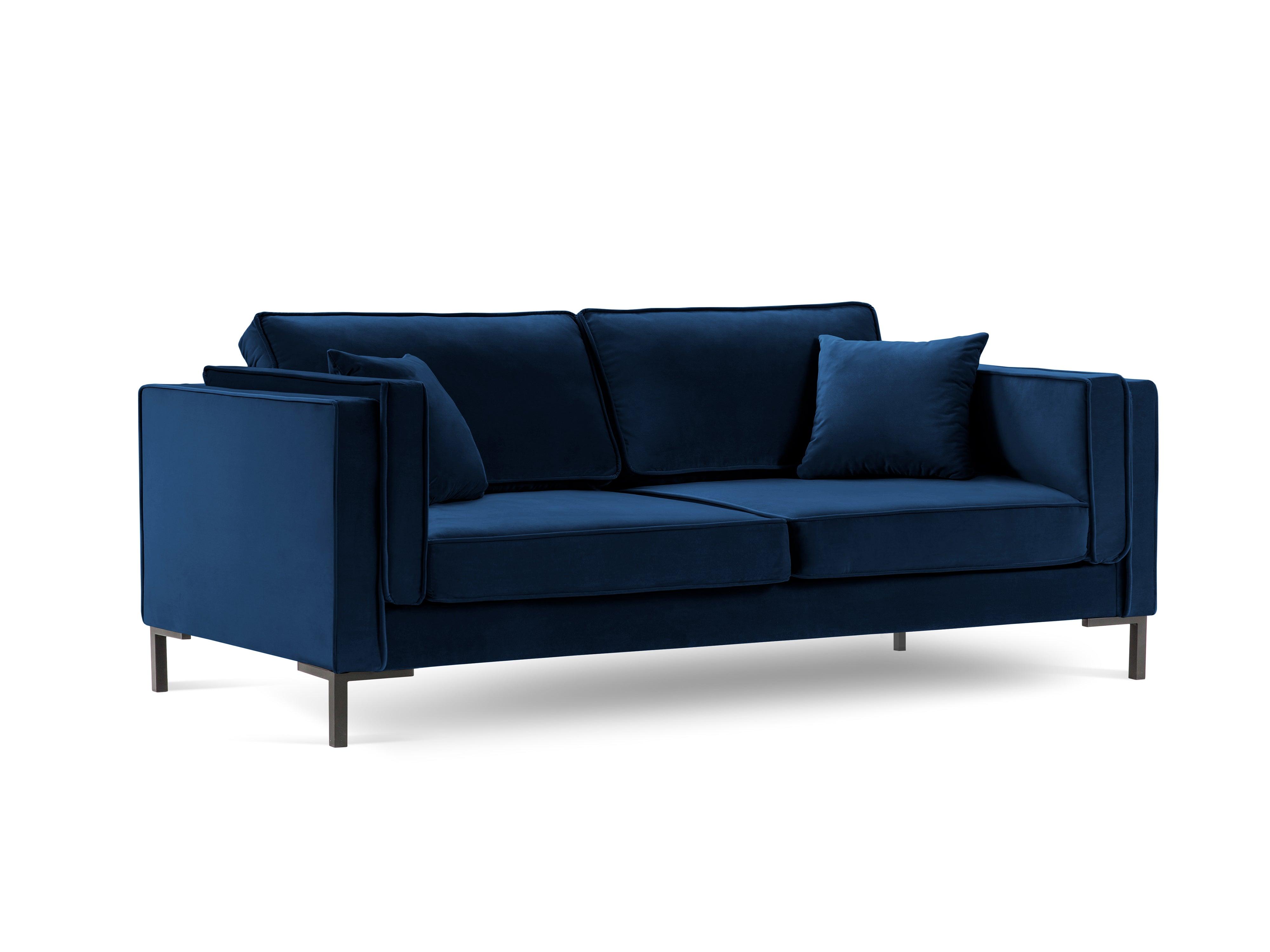 LUIS royal blue velvet 3-seater sofa with black base - Eye on Design