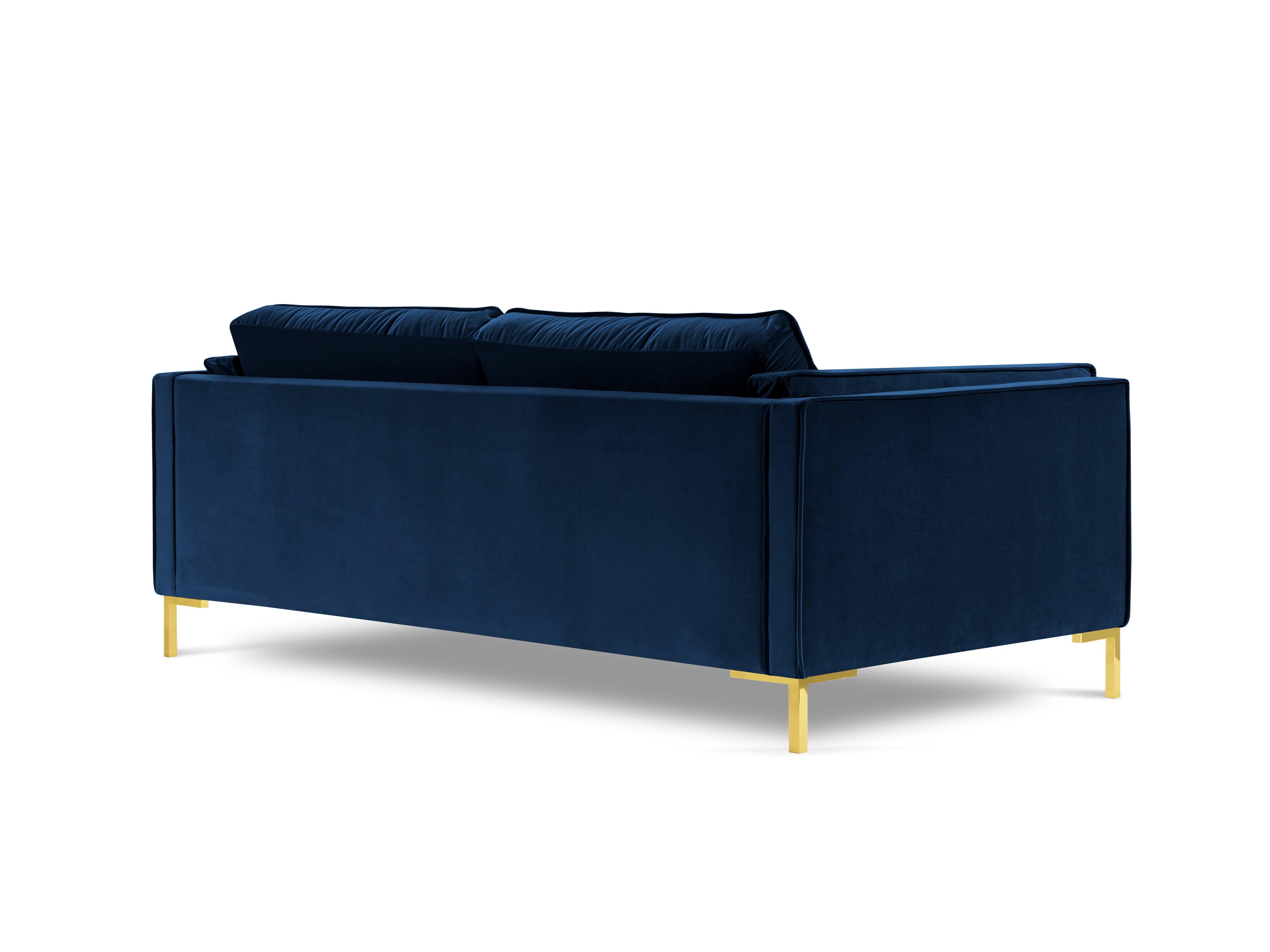 LUIS royal blue velvet 3-seater sofa with gold base - Eye on Design