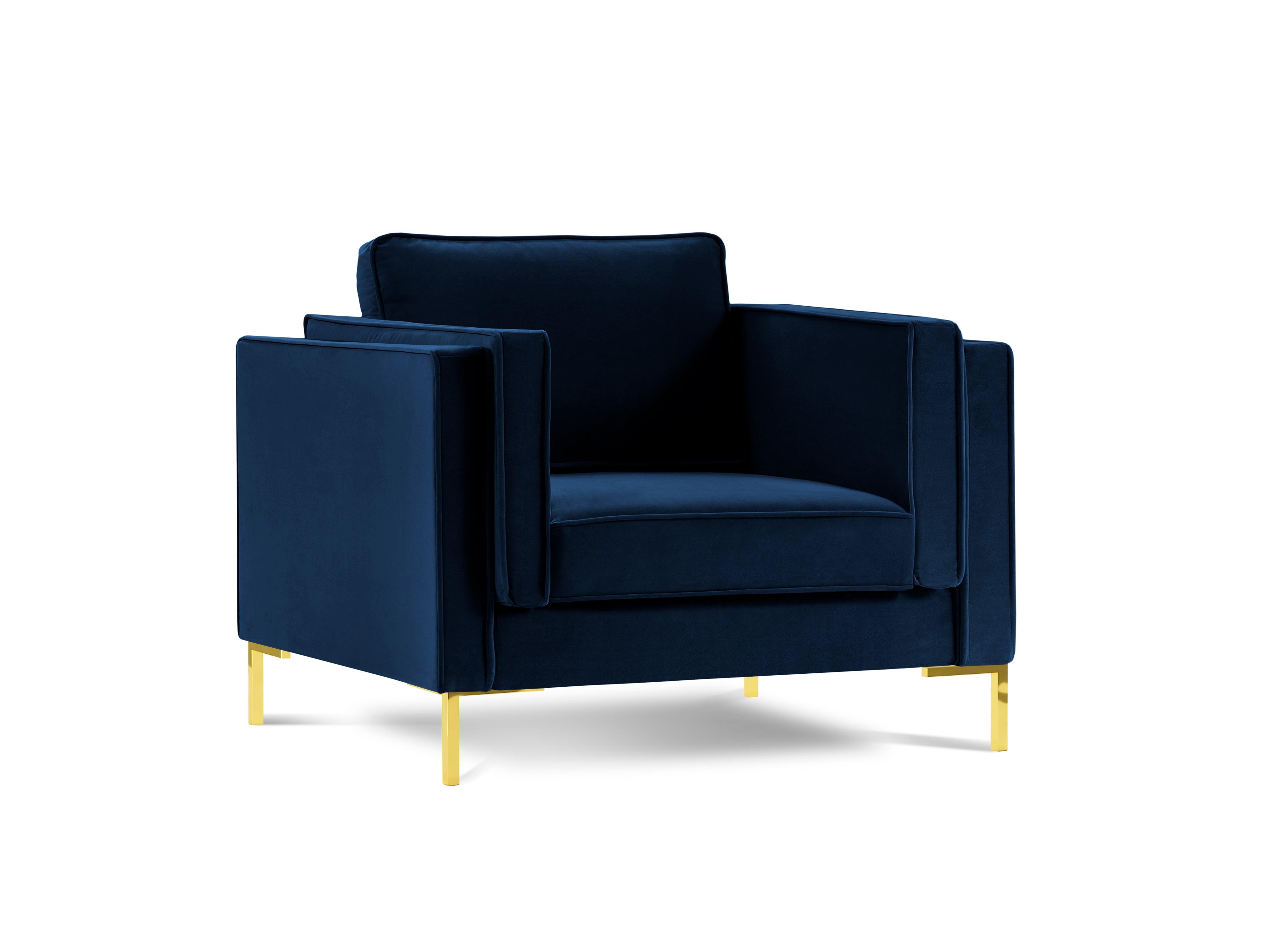 LUIS royal blue velvet armchair with gold base - Eye on Design