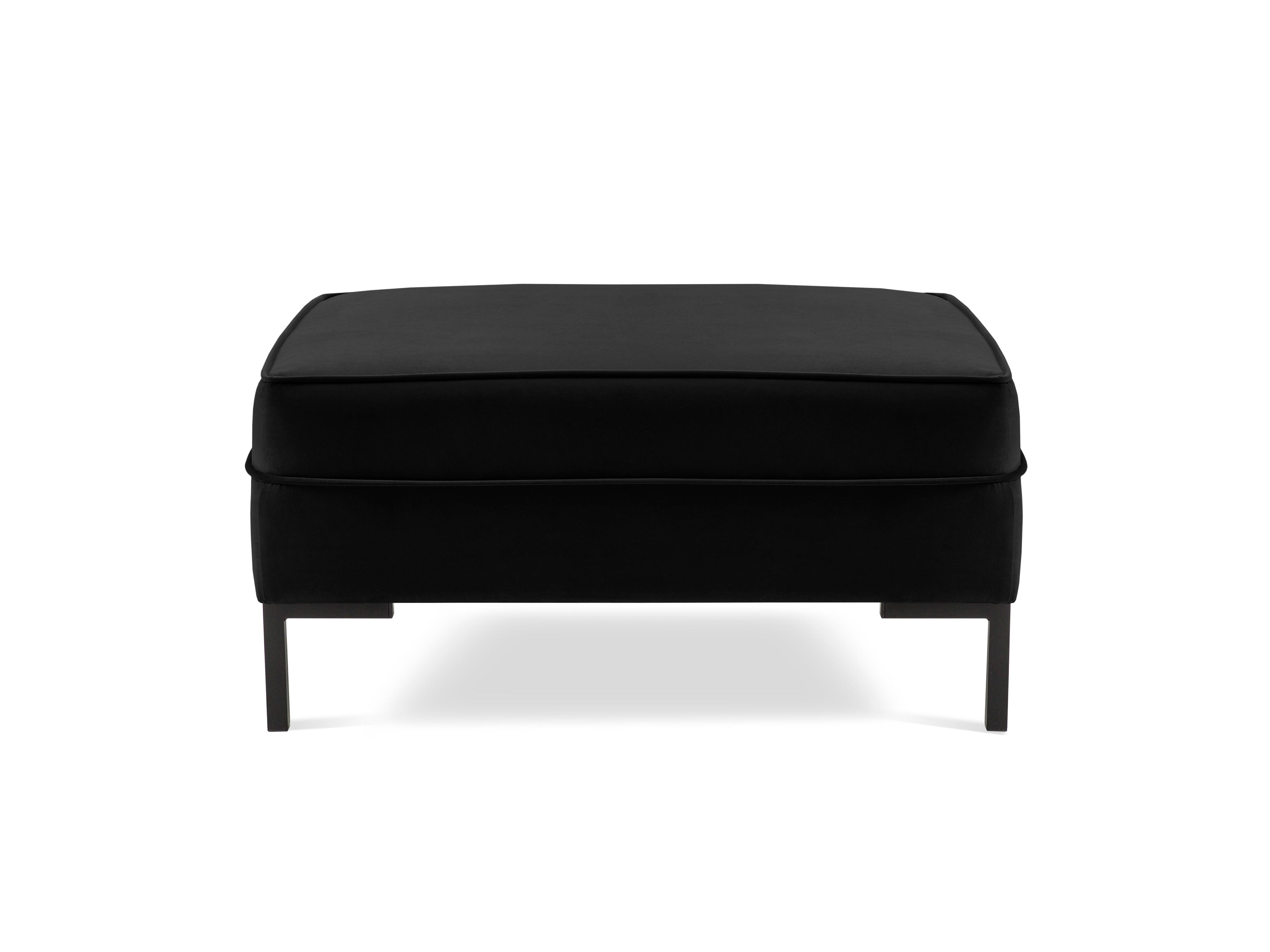 LUIS velvet pouffe black with black base - Eye on Design