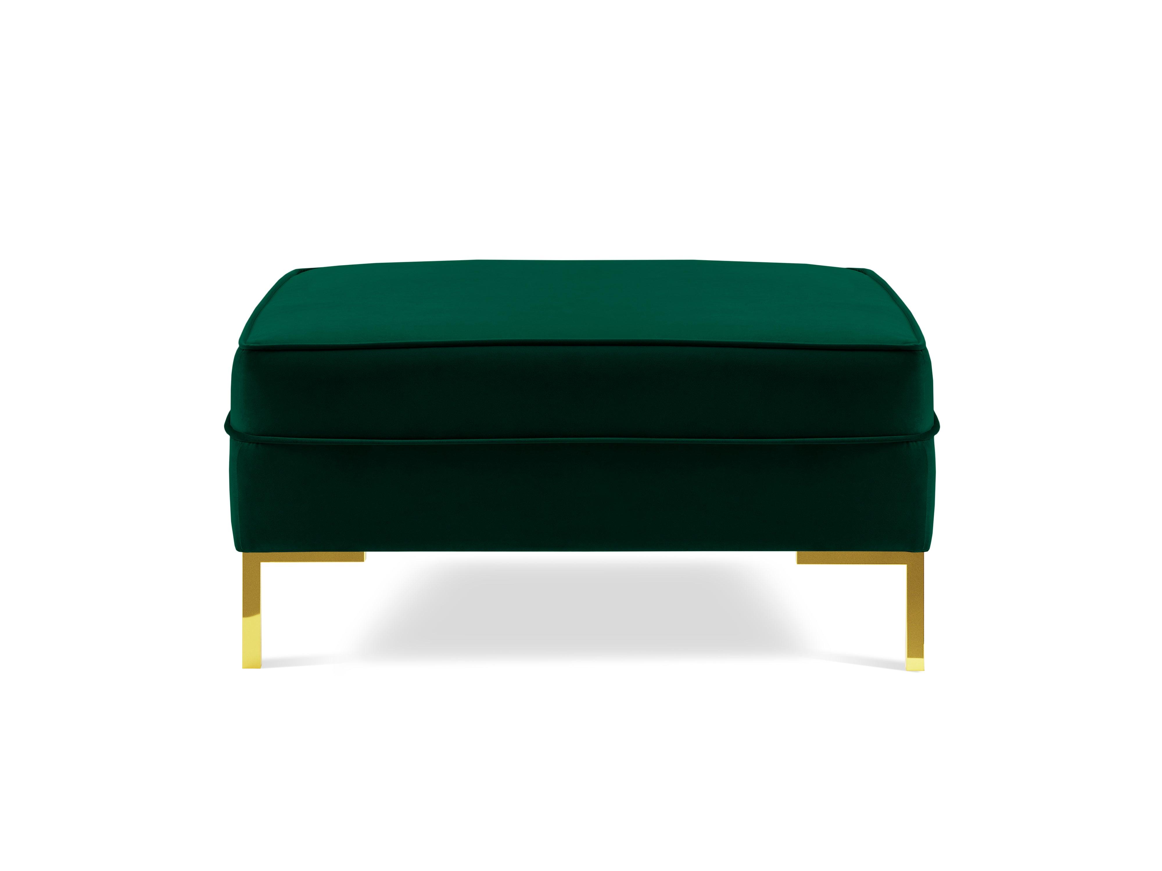 LUIS velvet pouffe bottle green with gold base - Eye on Design