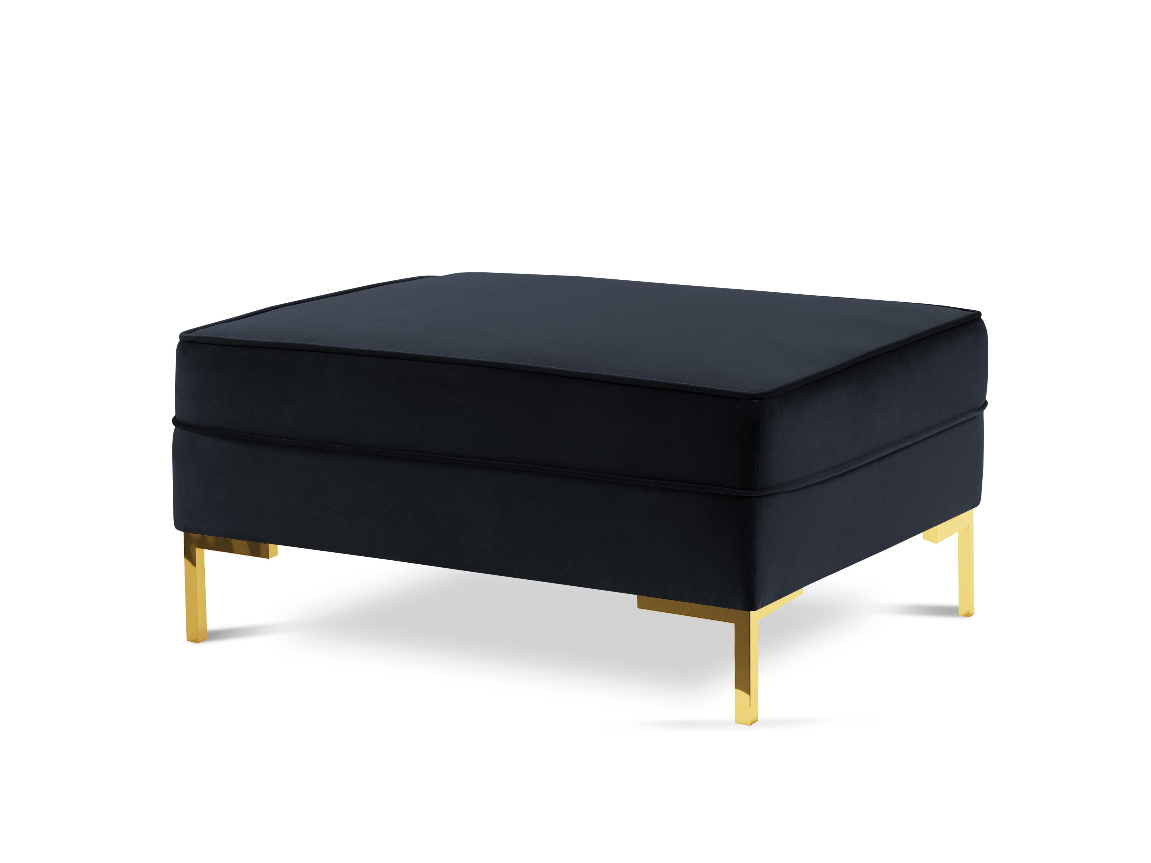 LUIS velvet pouffe dark blue with gold base - Eye on Design