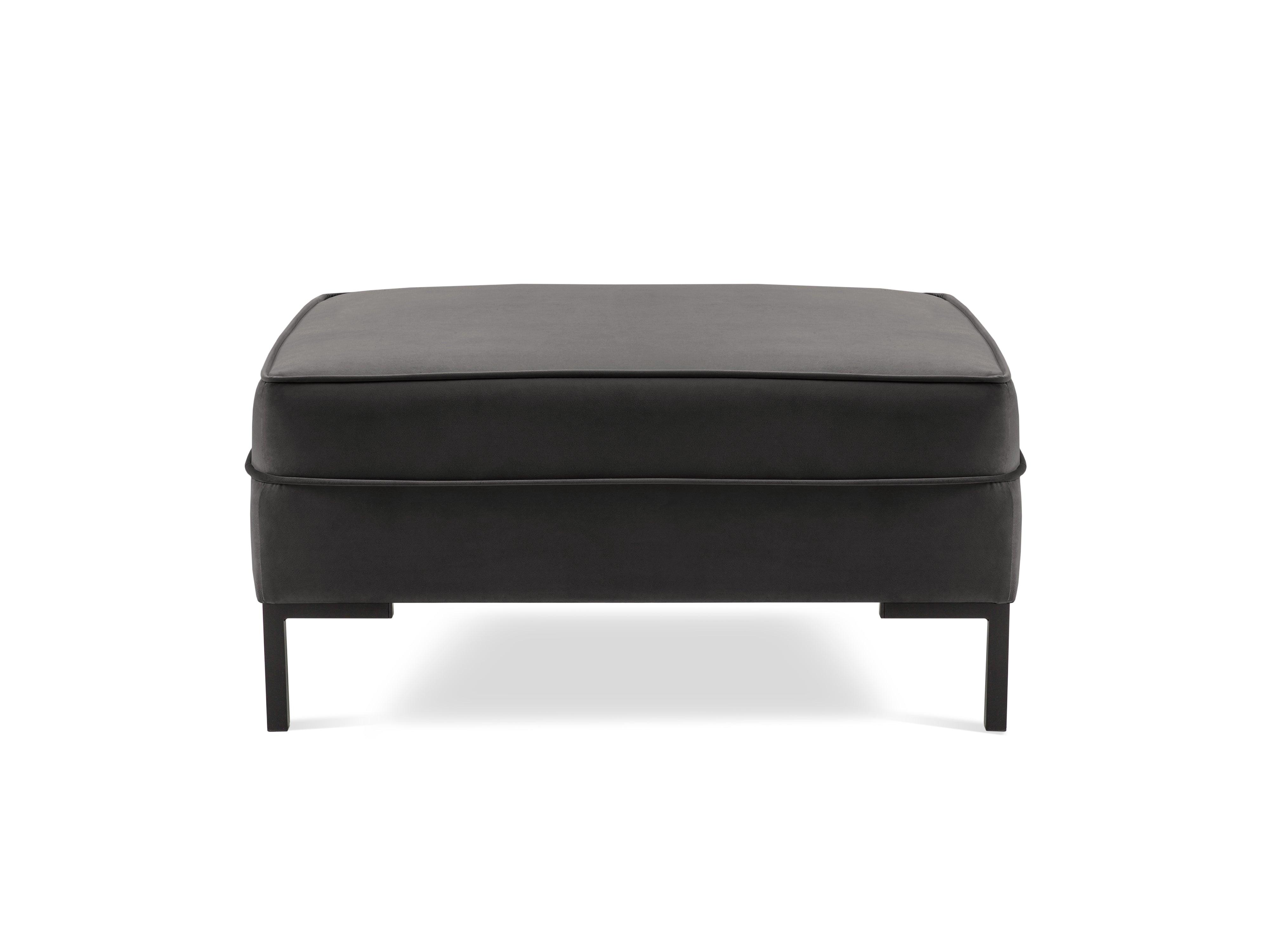 LUIS velvet pouffe dark grey with black base - Eye on Design