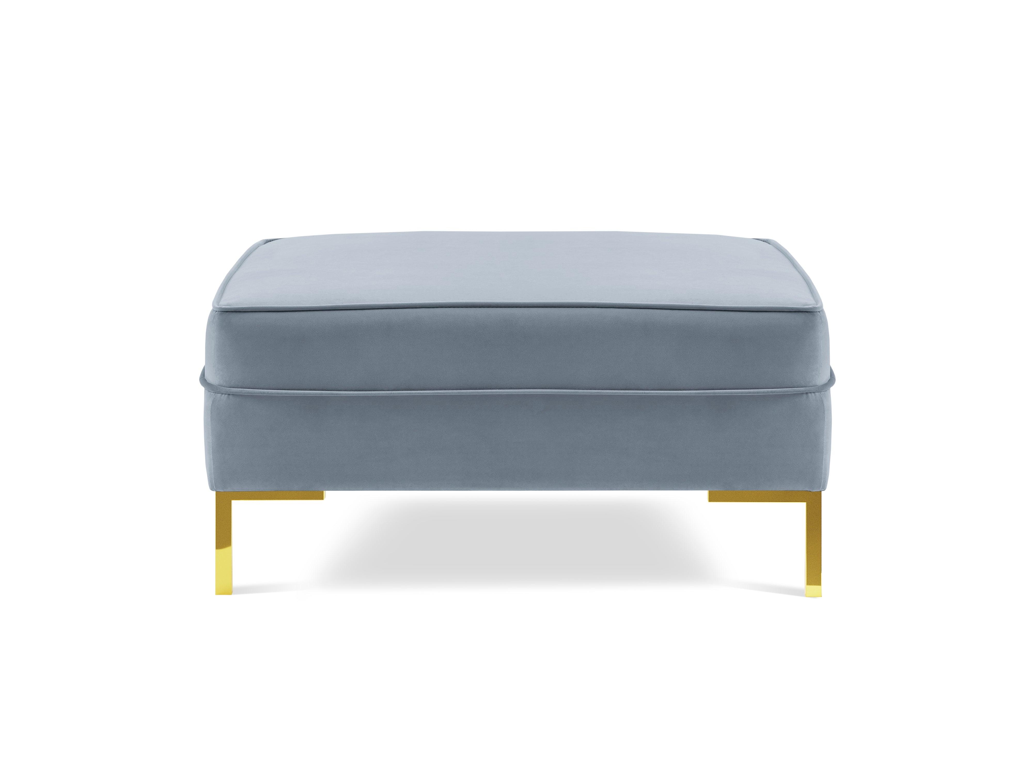 LUIS velvet pouffe light blue with gold base - Eye on Design