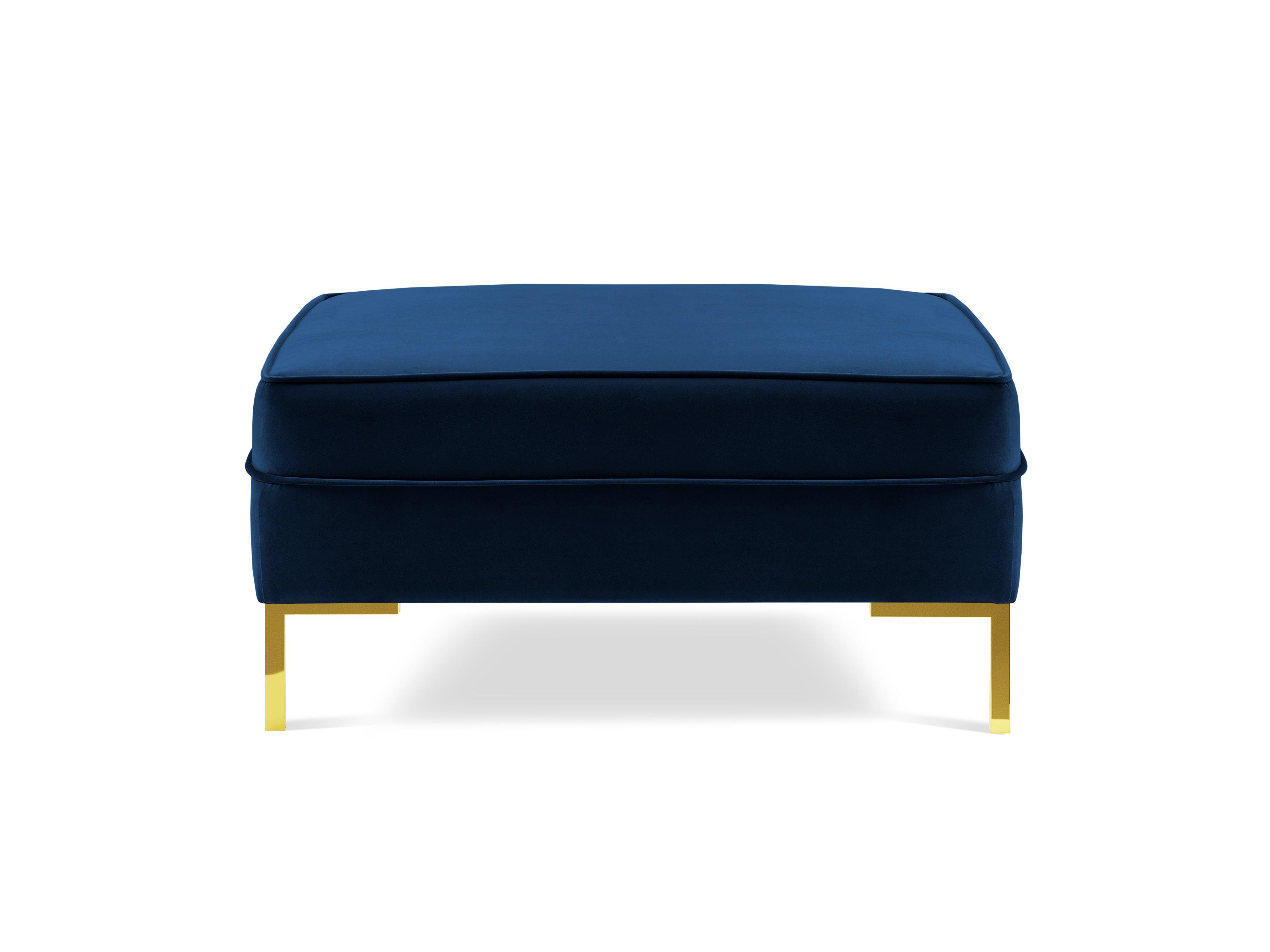 LUIS velvet pouffe royal blue with gold base - Eye on Design