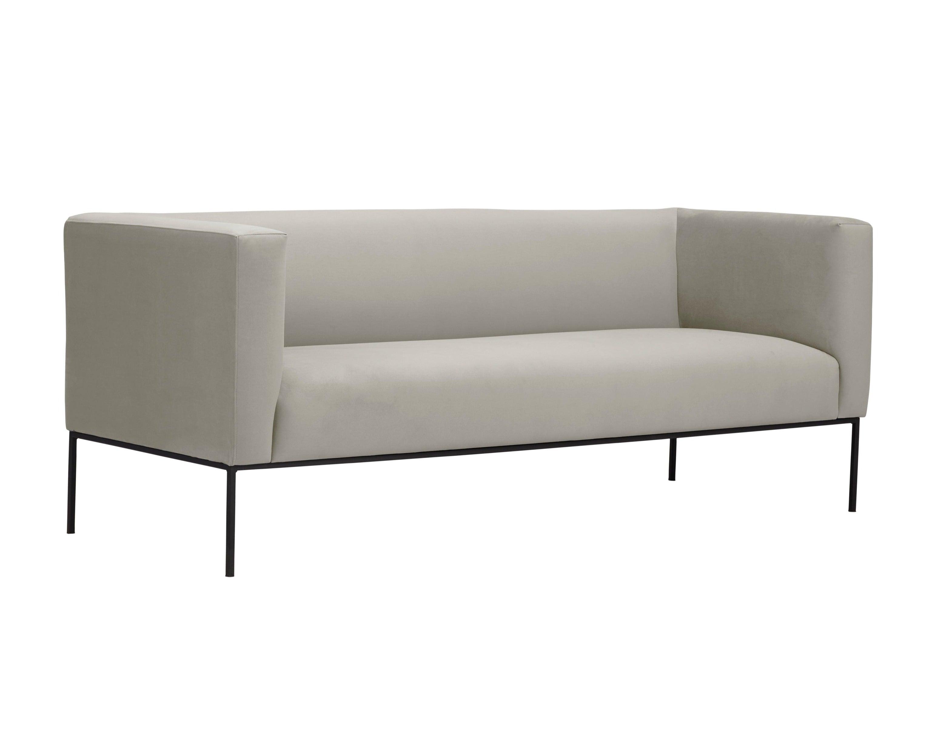 Velvet Sofa, "Neptune", 3 Seats, 195x79x76
 ,Beige,Black Metal Frame, Windsor & Co, Eye on Design