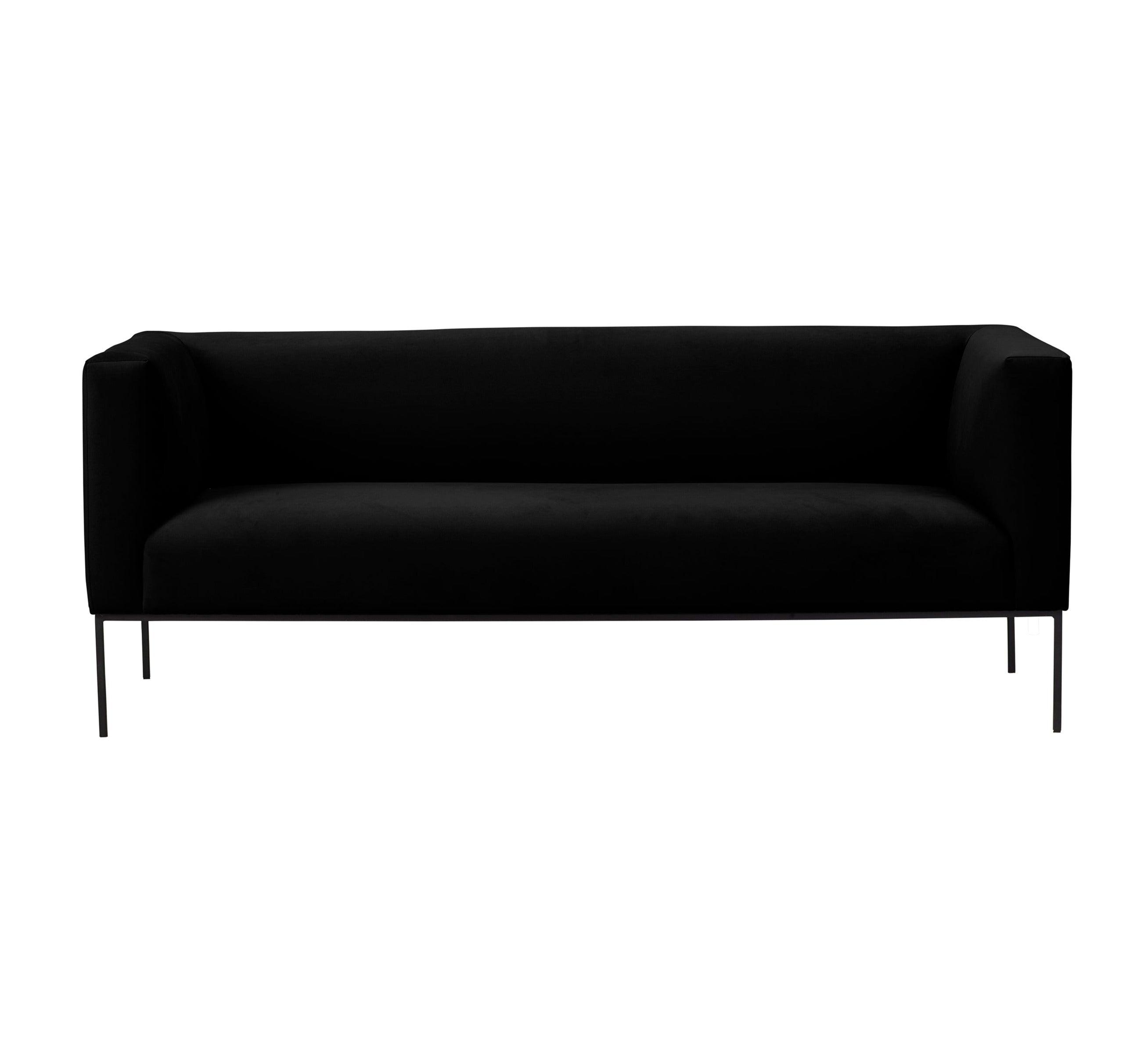 Velvet Sofa, "Neptune", 3 Seats, 195x79x76
 ,Black,Black Metal Frame, Windsor & Co, Eye on Design