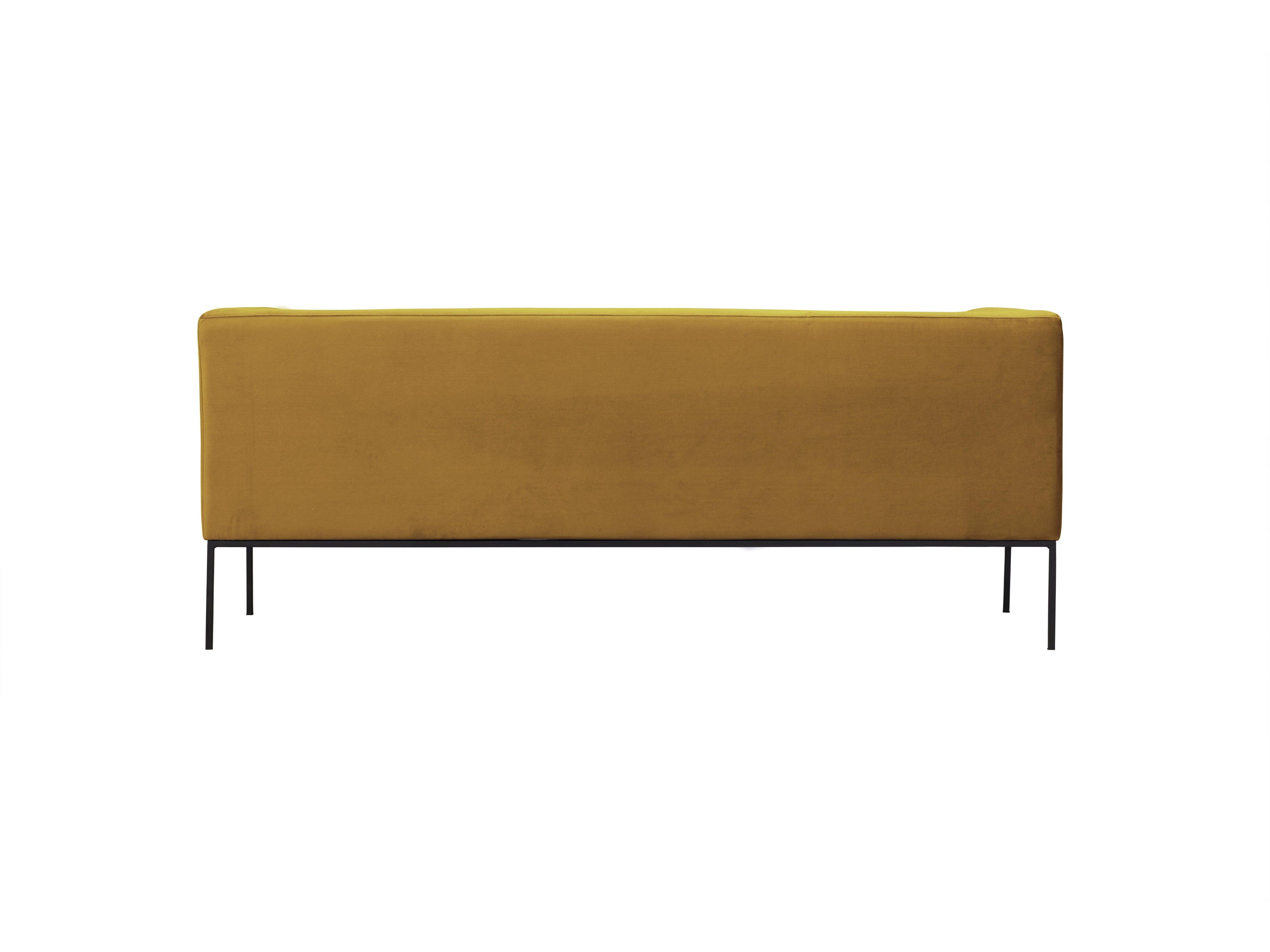 Velvet Sofa, "Neptune", 3 Seats, 195x79x76
 ,Yellow,Black Metal Frame, Windsor & Co, Eye on Design