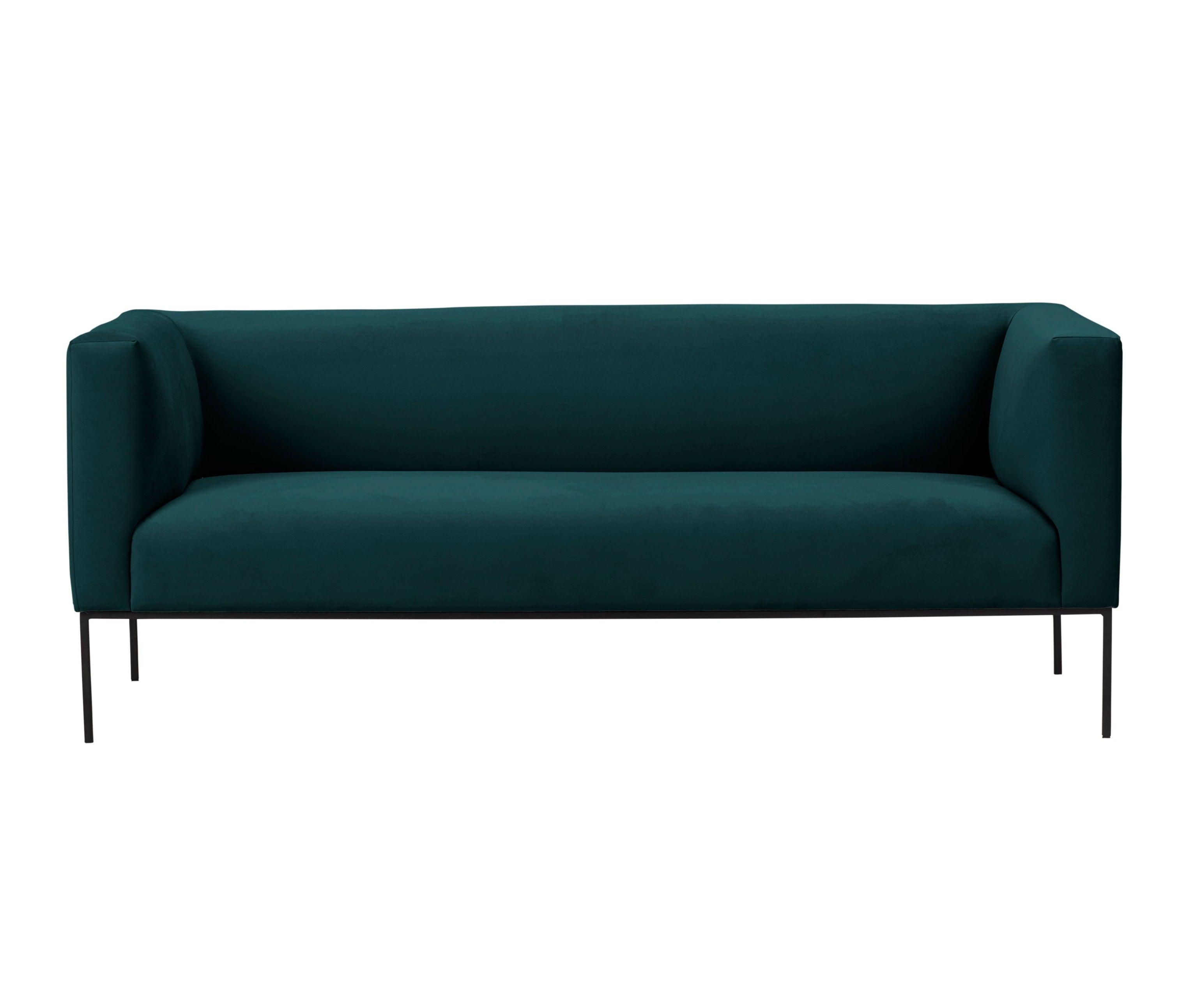 Velvet Sofa, "Neptune", 3 Seats, 195x79x76
 ,Petrol,Black Metal Frame, Windsor & Co, Eye on Design