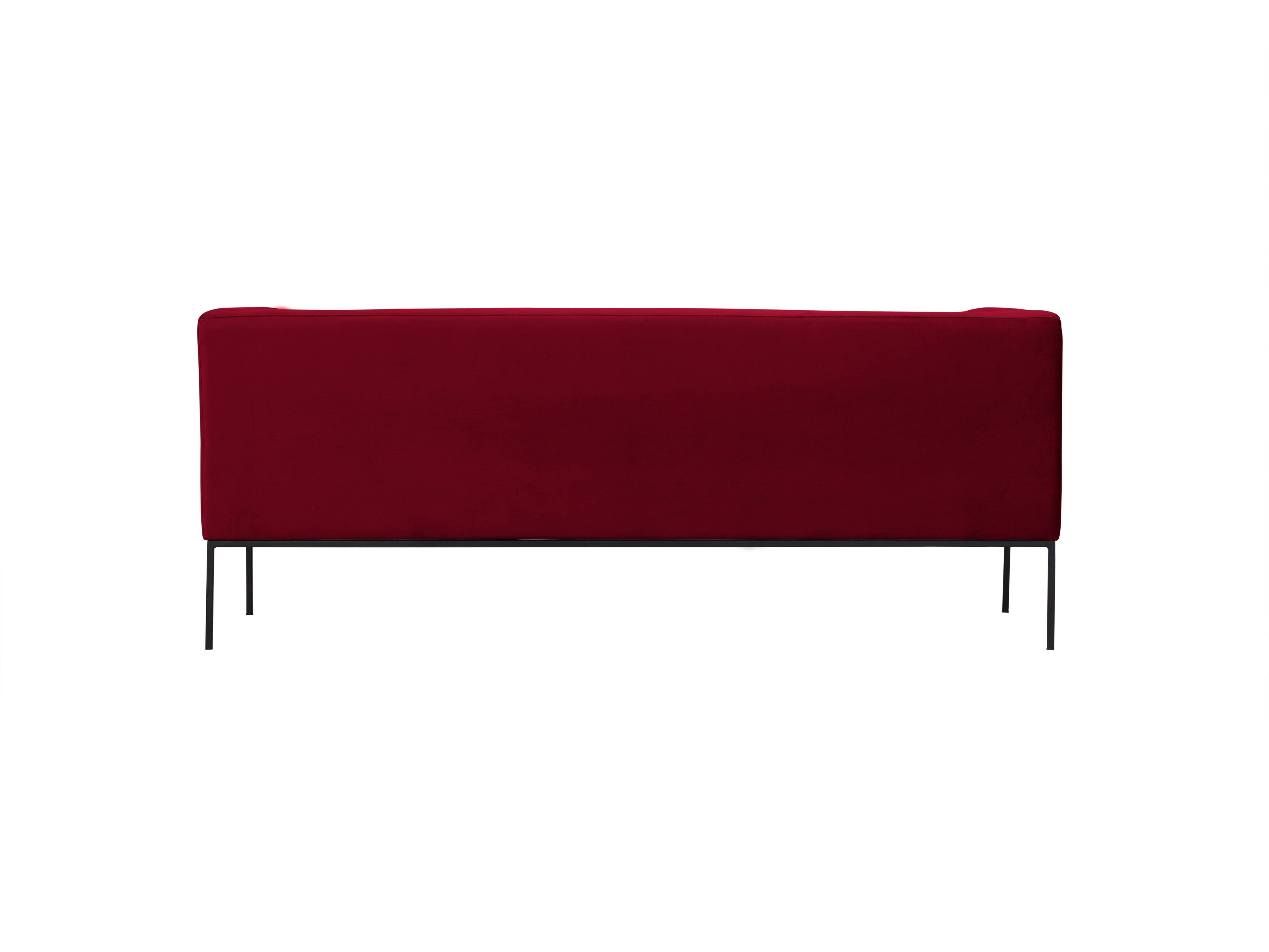 Velvet Sofa, "Neptune", 3 Seats, 195x79x76
 ,Red,Black Metal Frame, Windsor & Co, Eye on Design