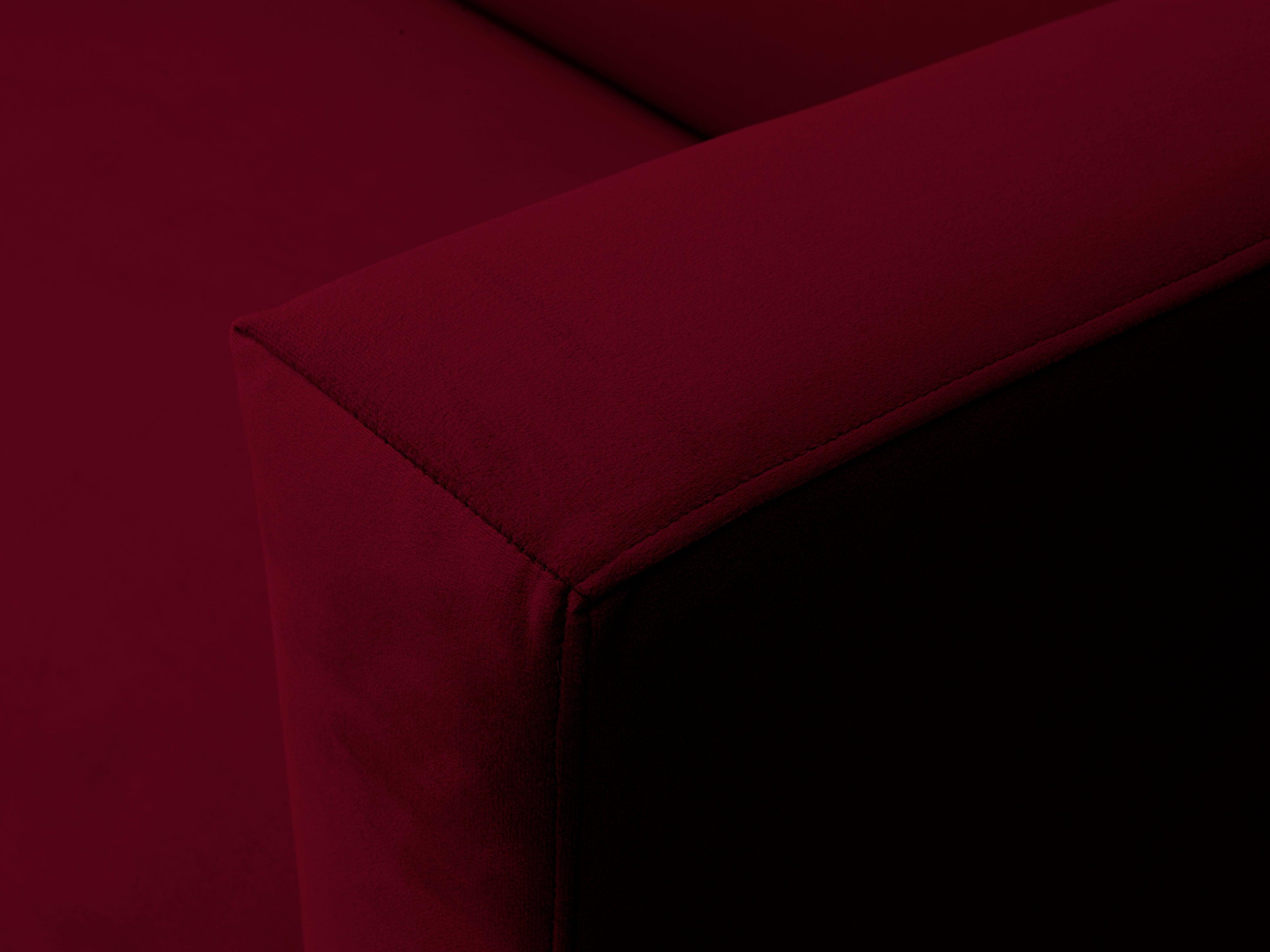 Velvet Sofa, "Neptune", 3 Seats, 195x79x76
 ,Red,Black Metal Frame, Windsor & Co, Eye on Design