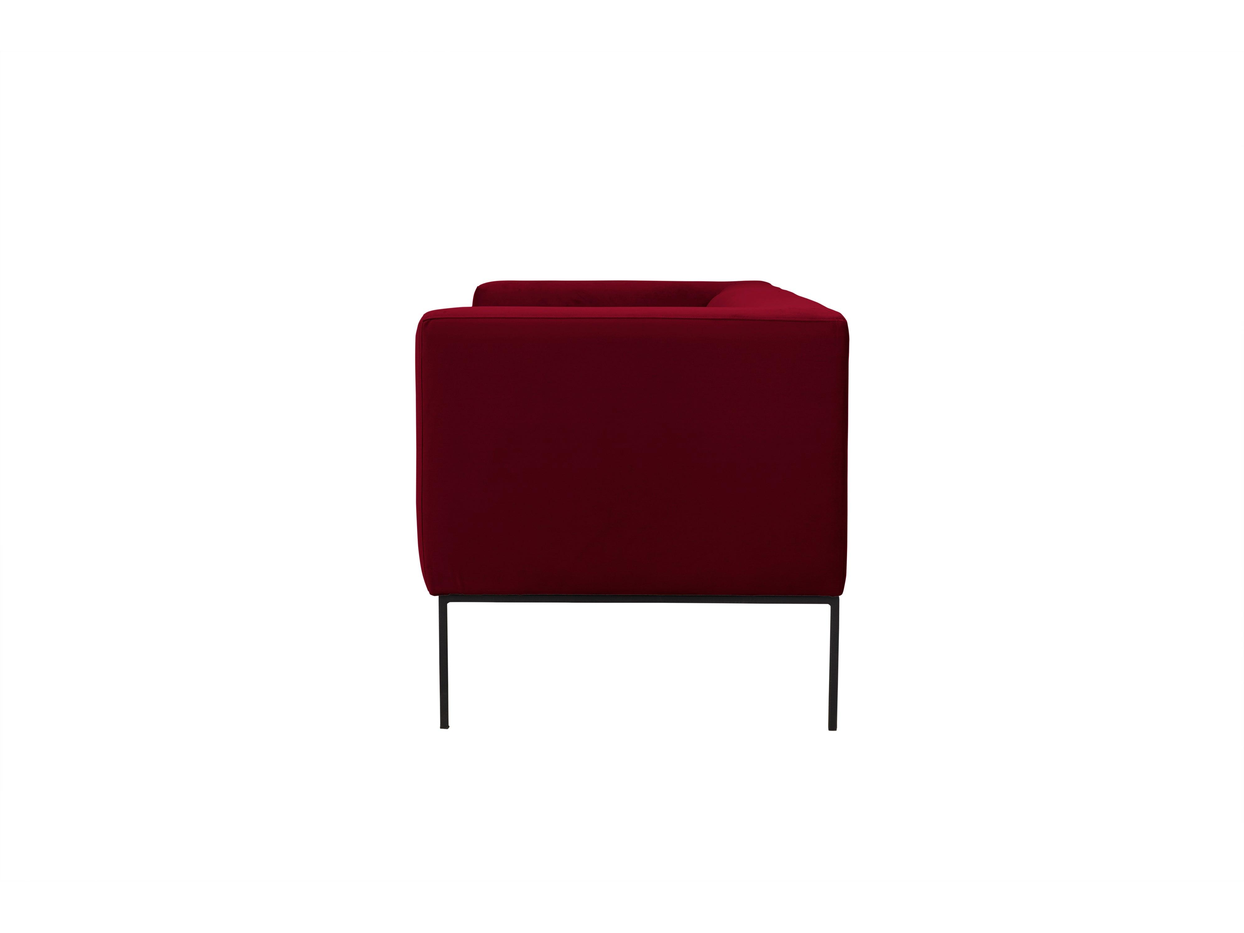 Velvet Sofa, "Neptune", 3 Seats, 195x79x76
 ,Red,Black Metal Frame, Windsor & Co, Eye on Design