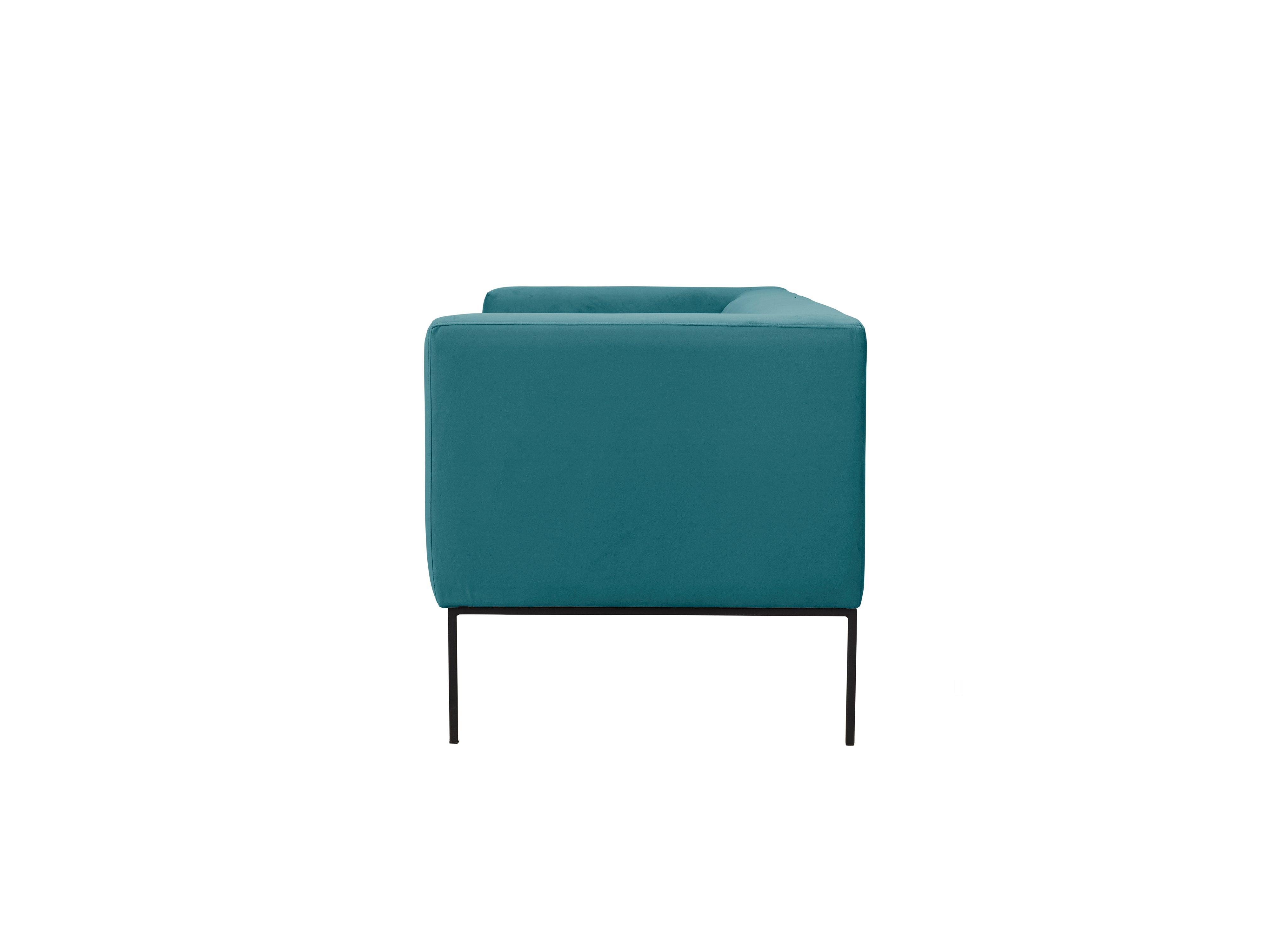 Velvet Sofa, "Neptune", 3 Seats, 195x79x76
 ,Turquoise,Black Metal Frame, Windsor & Co, Eye on Design