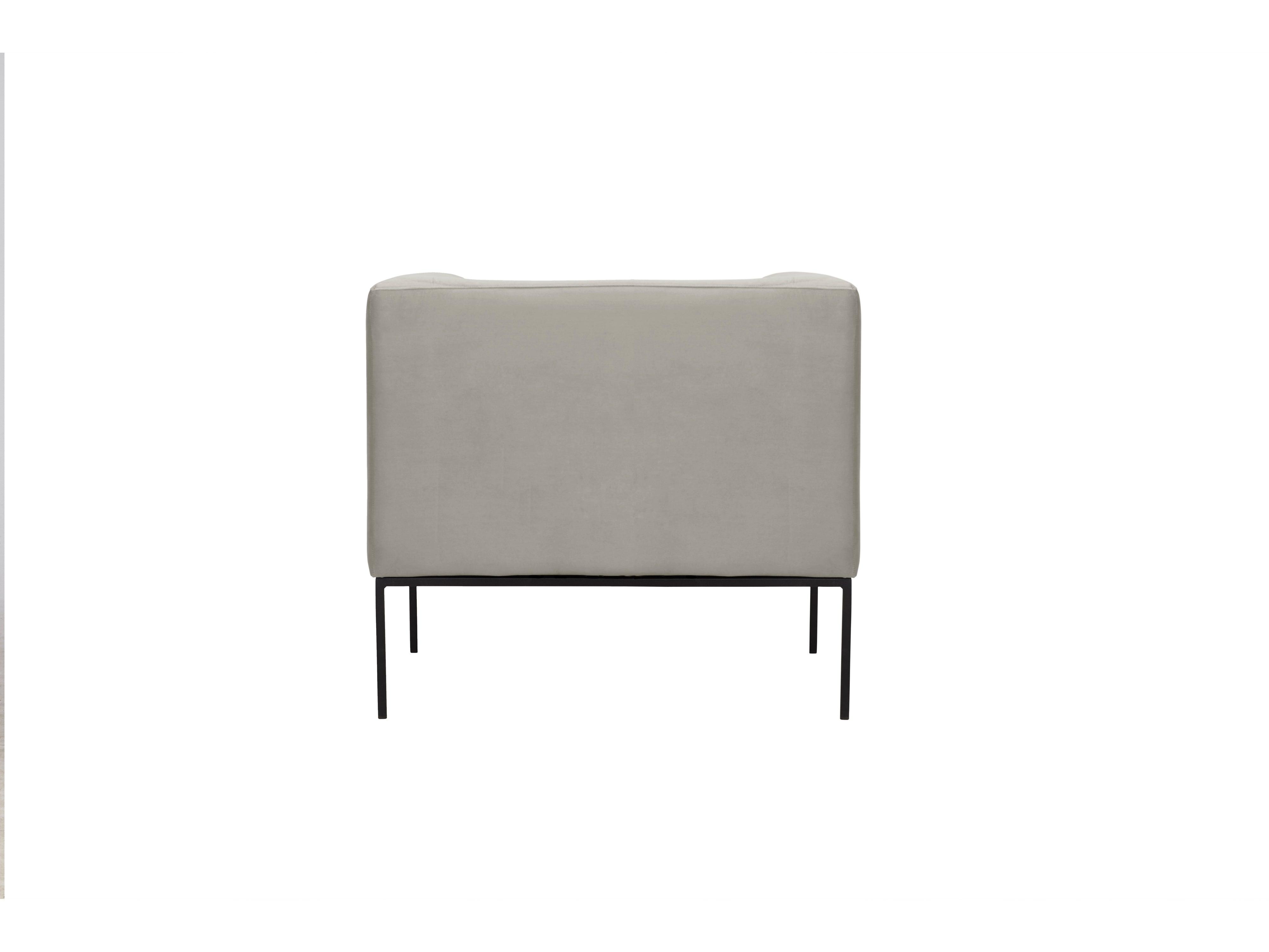 Velvet Armchair, "Neptune", 1 Seat, 85x79x76
 ,Beige,Black Metal Frame, Windsor & Co, Eye on Design