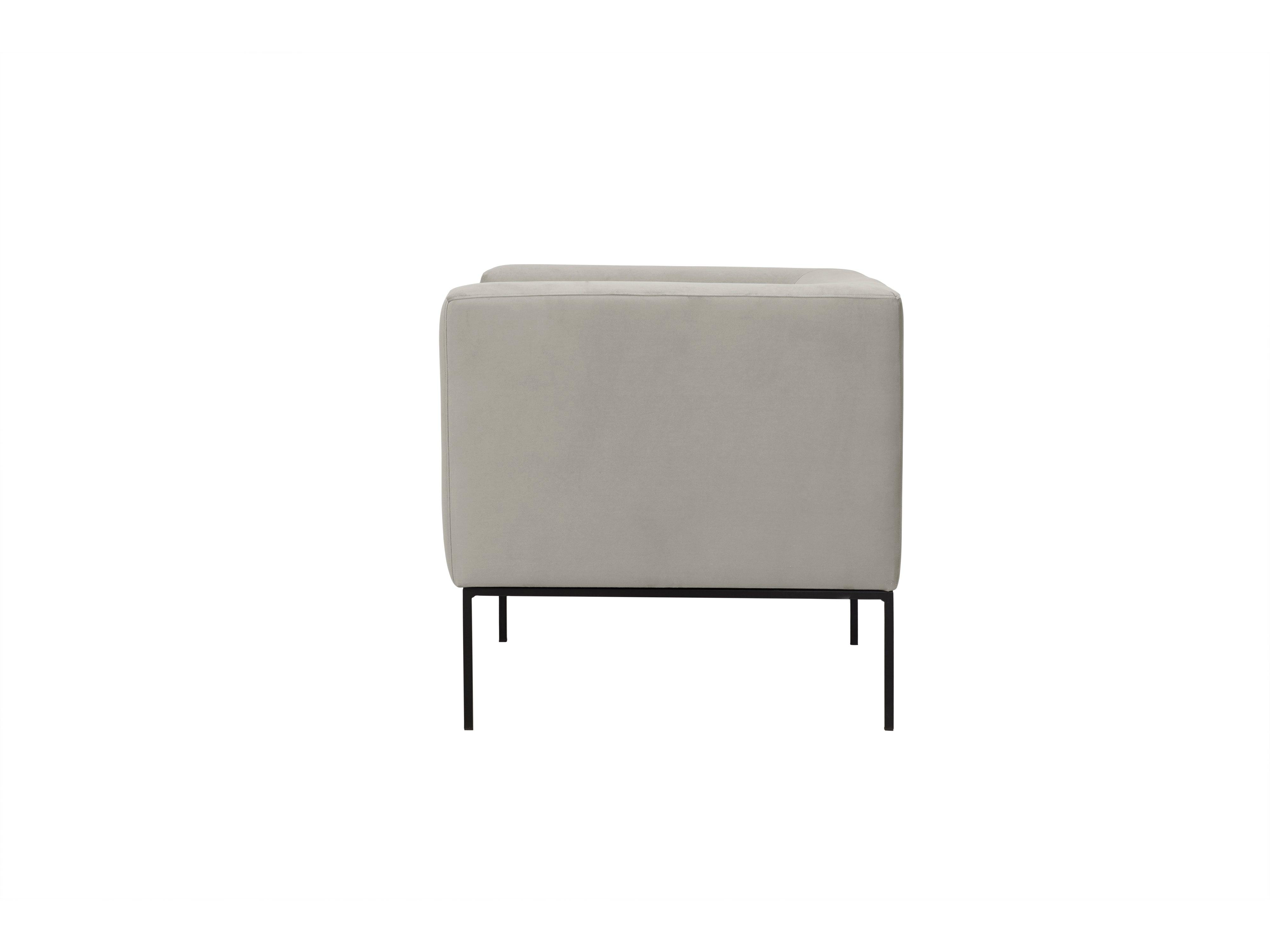 Velvet Armchair, "Neptune", 1 Seat, 85x79x76
 ,Beige,Black Metal Frame, Windsor & Co, Eye on Design