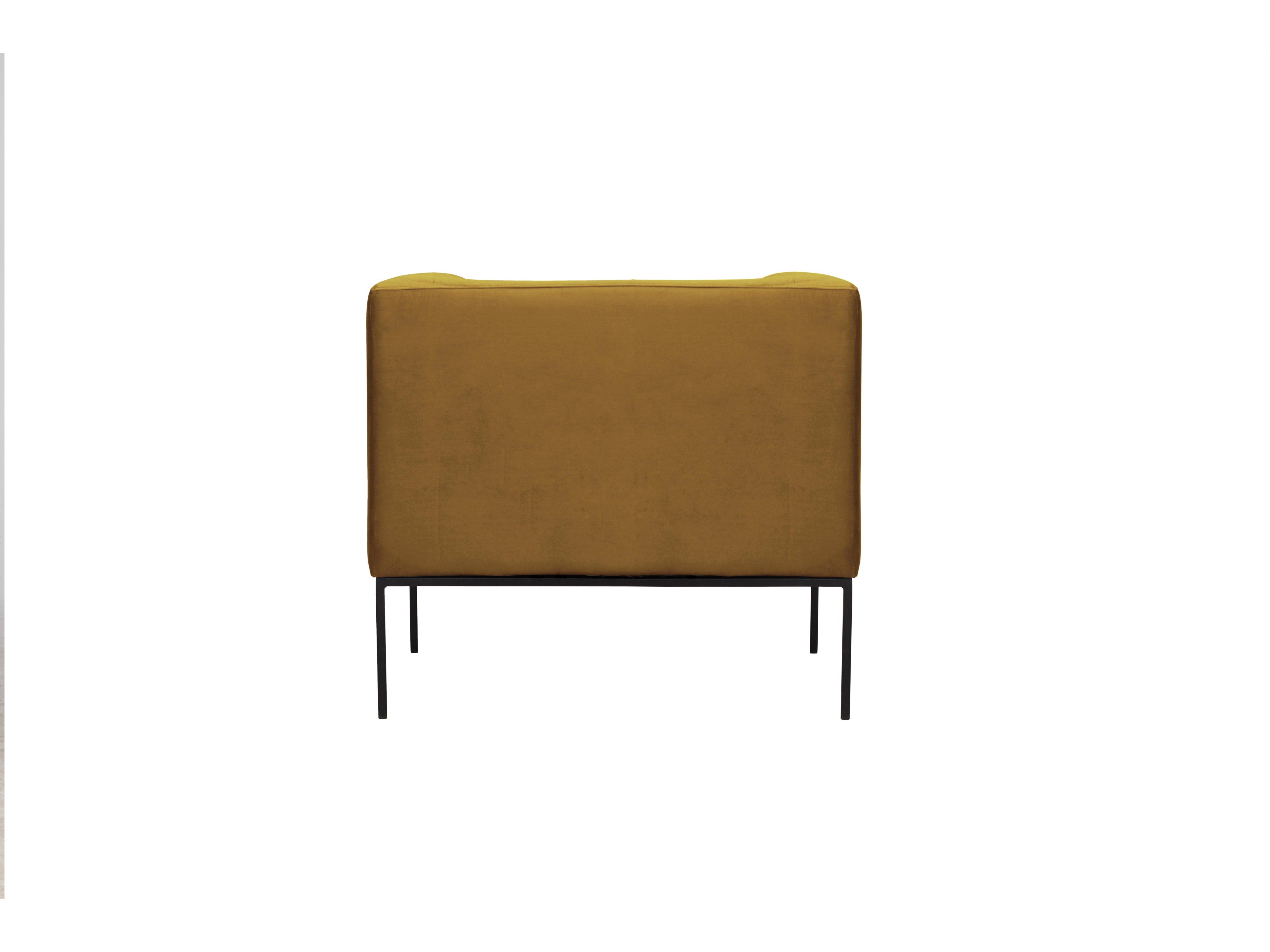 Velvet Armchair, "Neptune", 1 Seat, 85x79x76
 ,Yellow,Black Metal Frame, Windsor & Co, Eye on Design