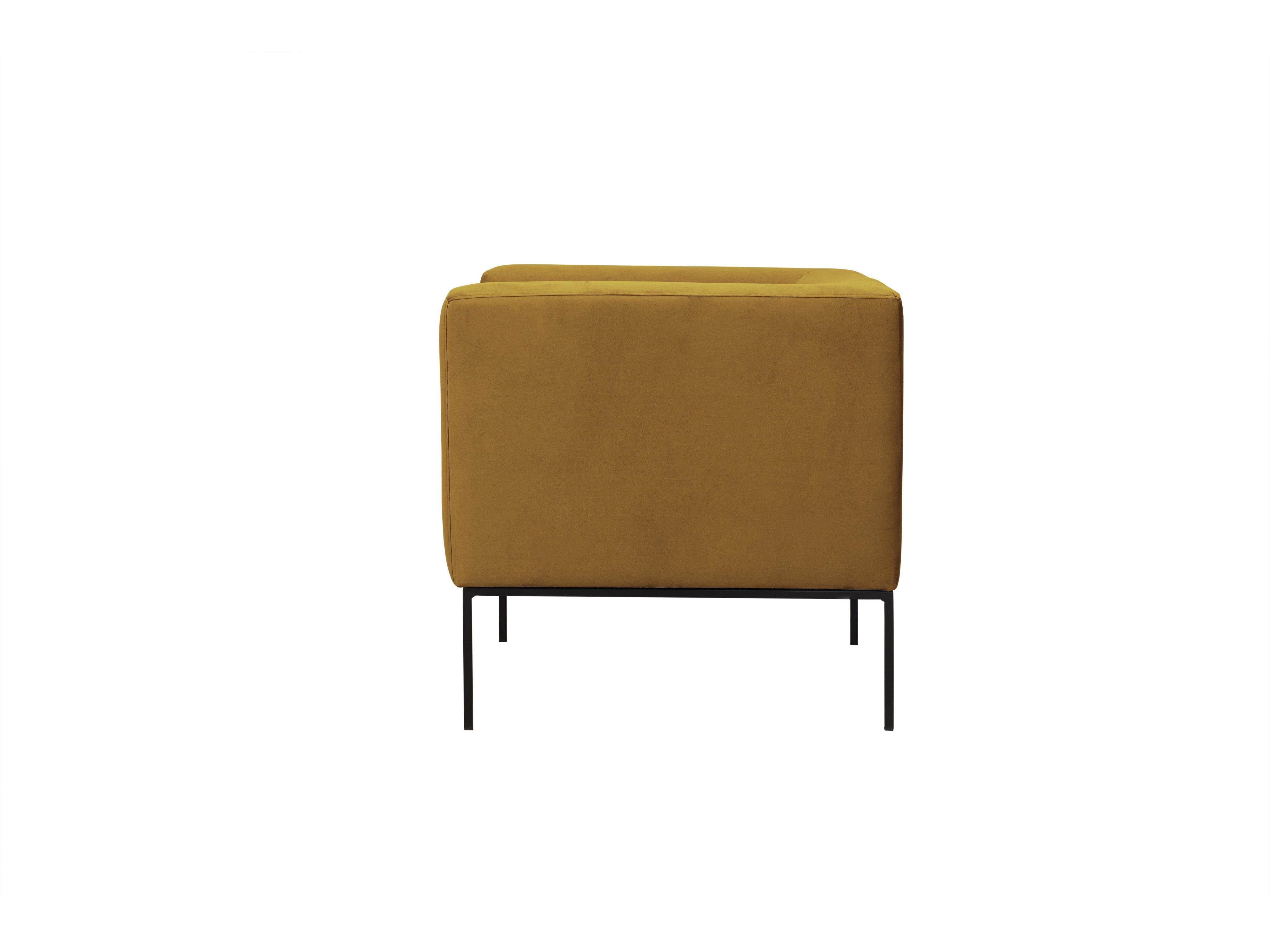 Velvet Armchair, "Neptune", 1 Seat, 85x79x76
 ,Yellow,Black Metal Frame, Windsor & Co, Eye on Design