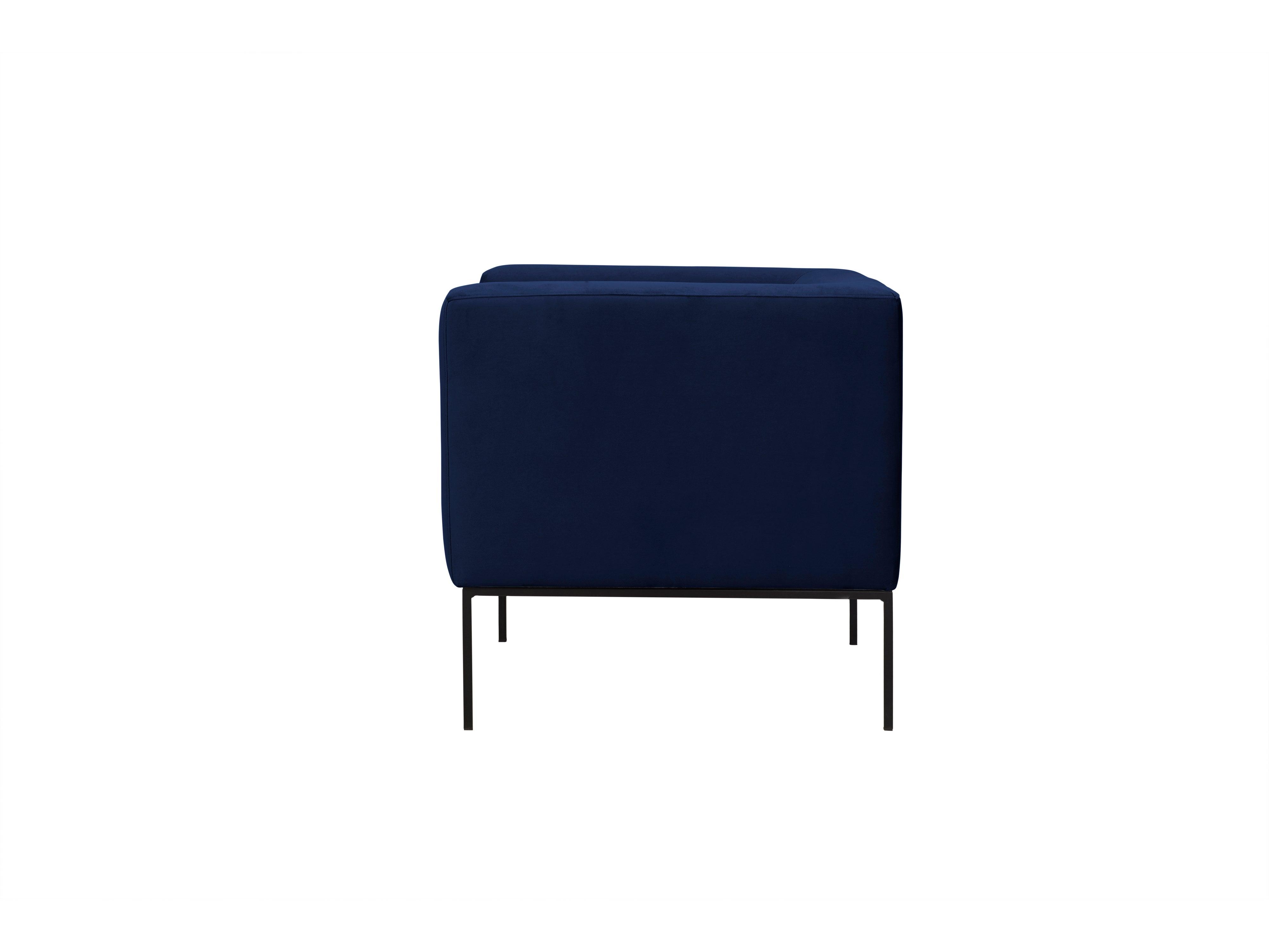 Velvet Armchair, "Neptune", 1 Seat, 85x79x76
 ,Dark Blue,Black Metal Frame, Windsor & Co, Eye on Design