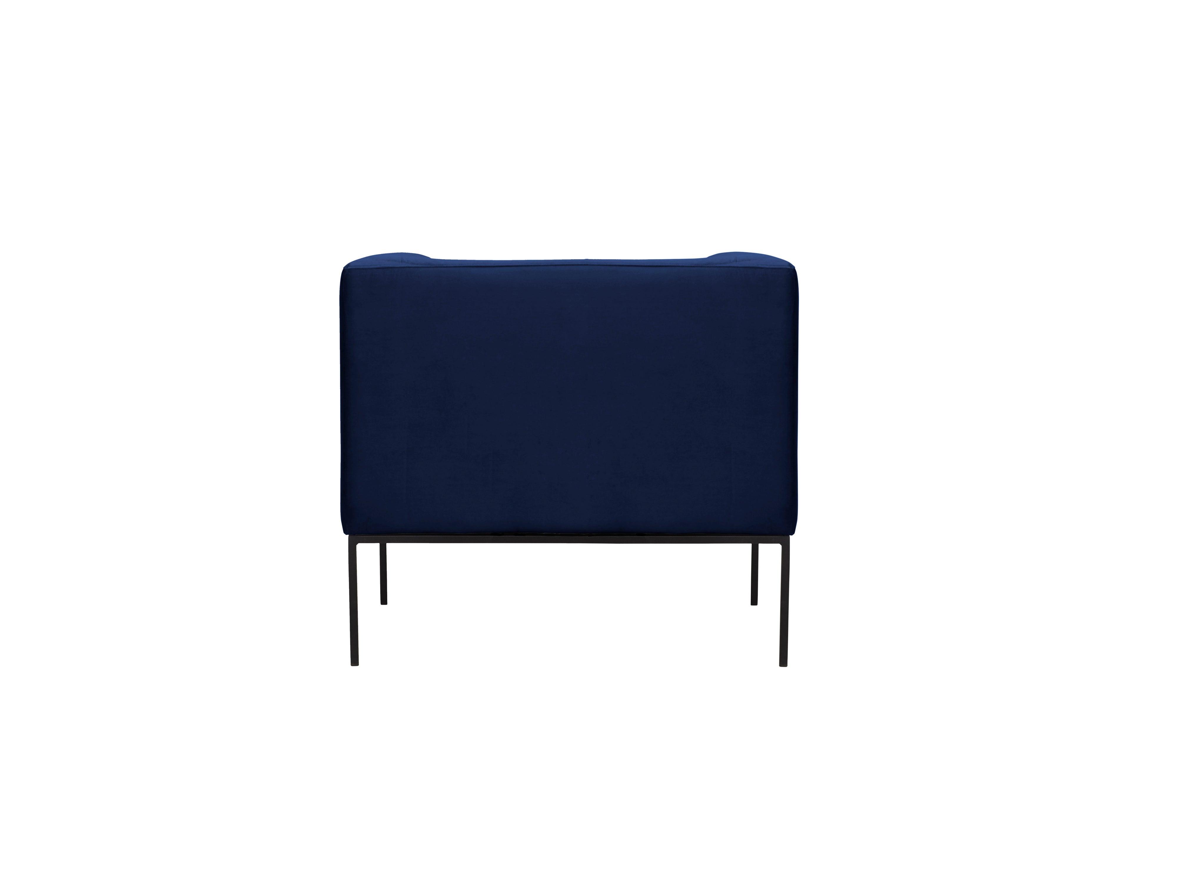 Velvet Armchair, "Neptune", 1 Seat, 85x79x76
 ,Dark Blue,Black Metal Frame, Windsor & Co, Eye on Design