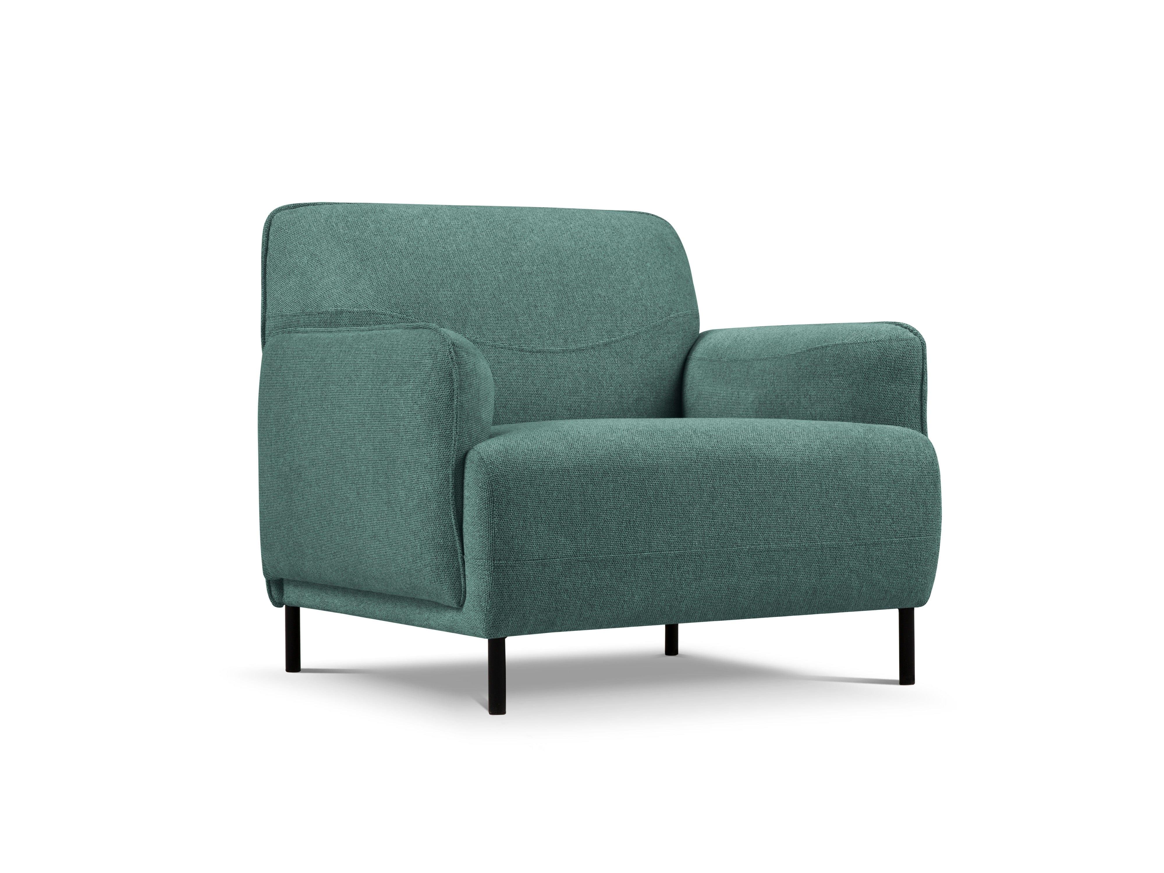 Armchair, "Neso", 1 Seat, 88x90x76
 ,Turquoise,Black Metal, Windsor & Co, Eye on Design