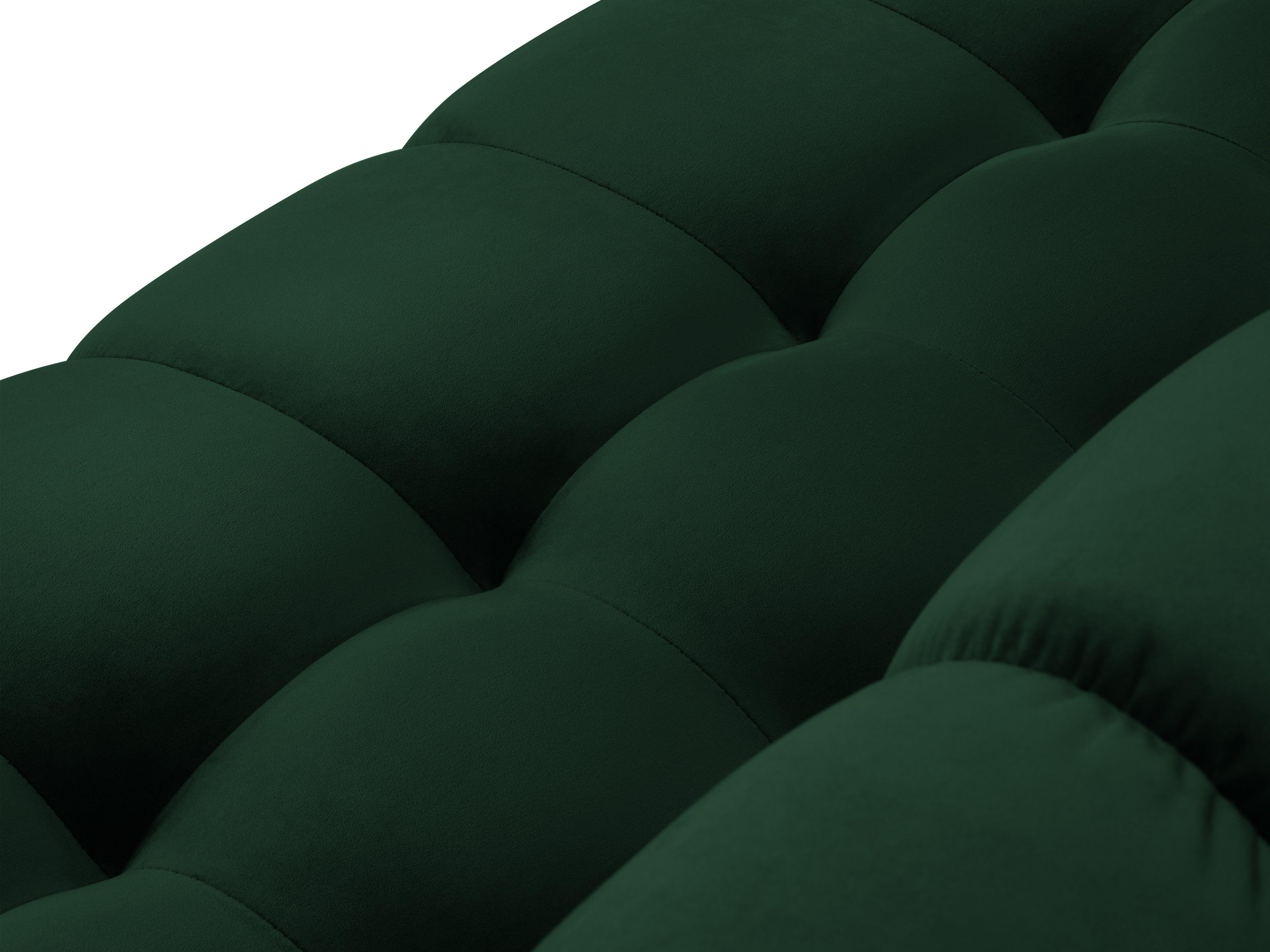 Panoramic velvet sofa right side 7 seater BALI bottle green with gold base - Eye on Design