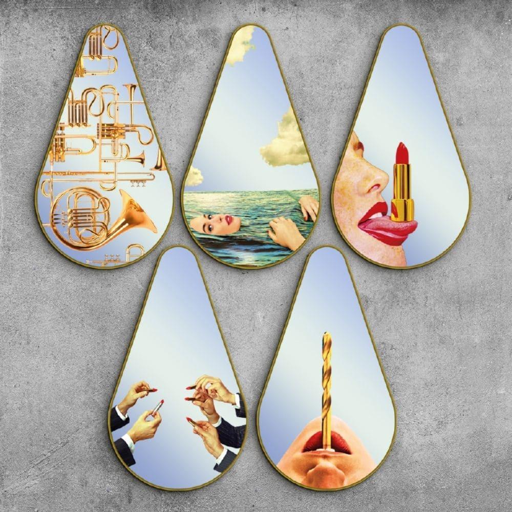 PEAR DRILL teardrop-shaped mirror in gold frame - Eye on Design